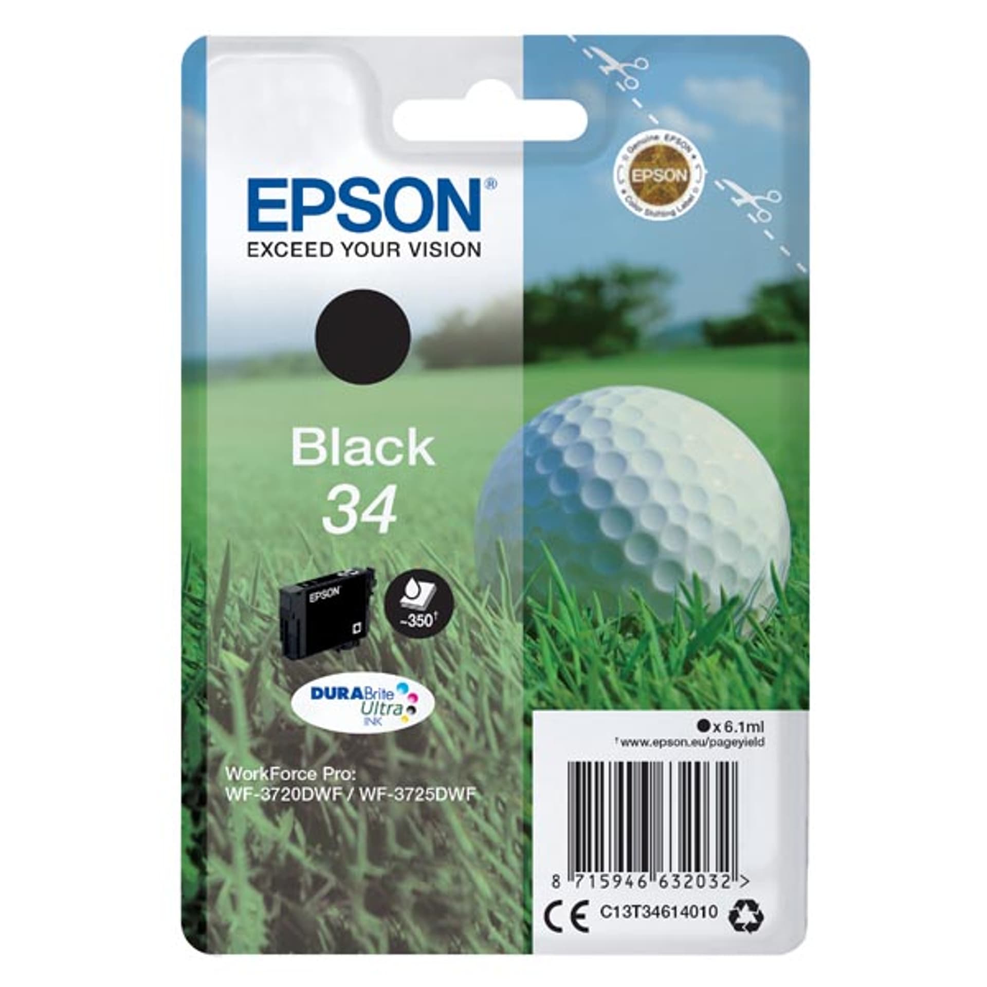 

Epson oryginalny ink / tusz C13T34614010, T346140, black, 6.1ml, Epson WF-3720DWF, 3725DWF