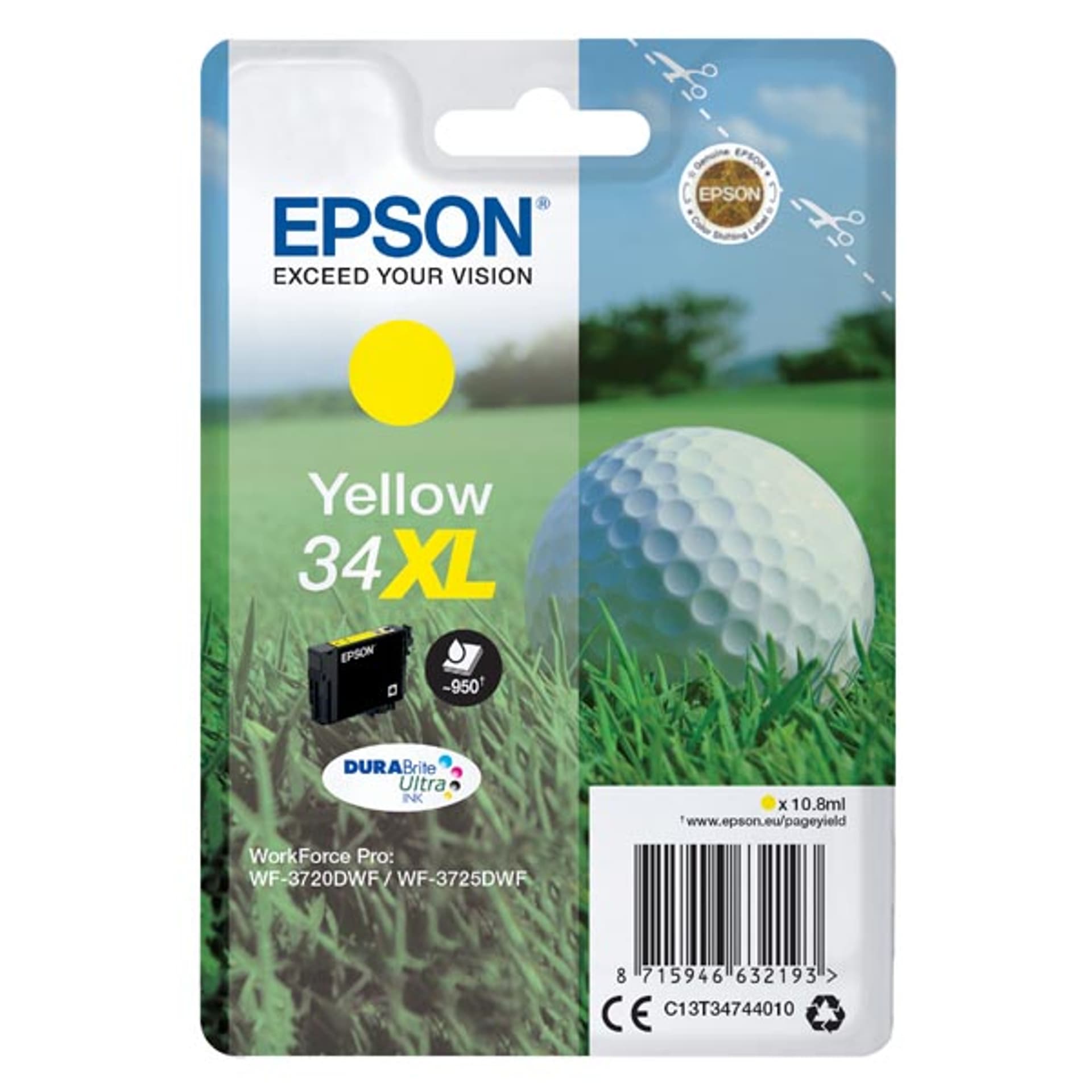 

Epson oryginalny ink / tusz C13T34744010, T347440, 34XL, yellow, 10.8ml, Epson WF-3720DWF, 3725DWF