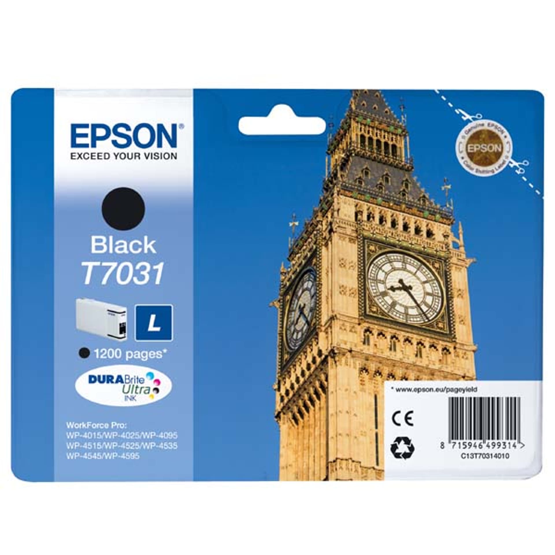 

Epson oryginalny ink / tusz C13T70314010, L, black, 1200s, Epson WorkForce Pro WP4000, 4500 series