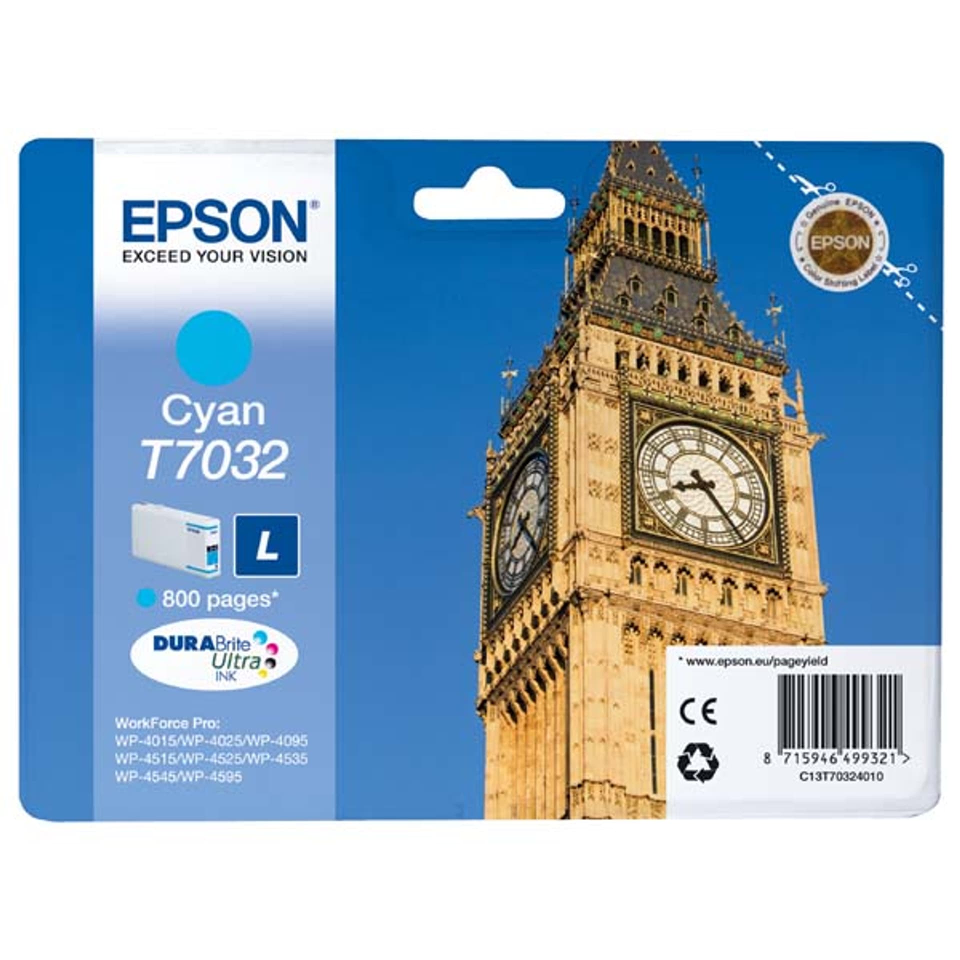 

Epson oryginalny ink / tusz C13T70324010, L, cyan, 800s, Epson WorkForce Pro WP4000, 4500 series