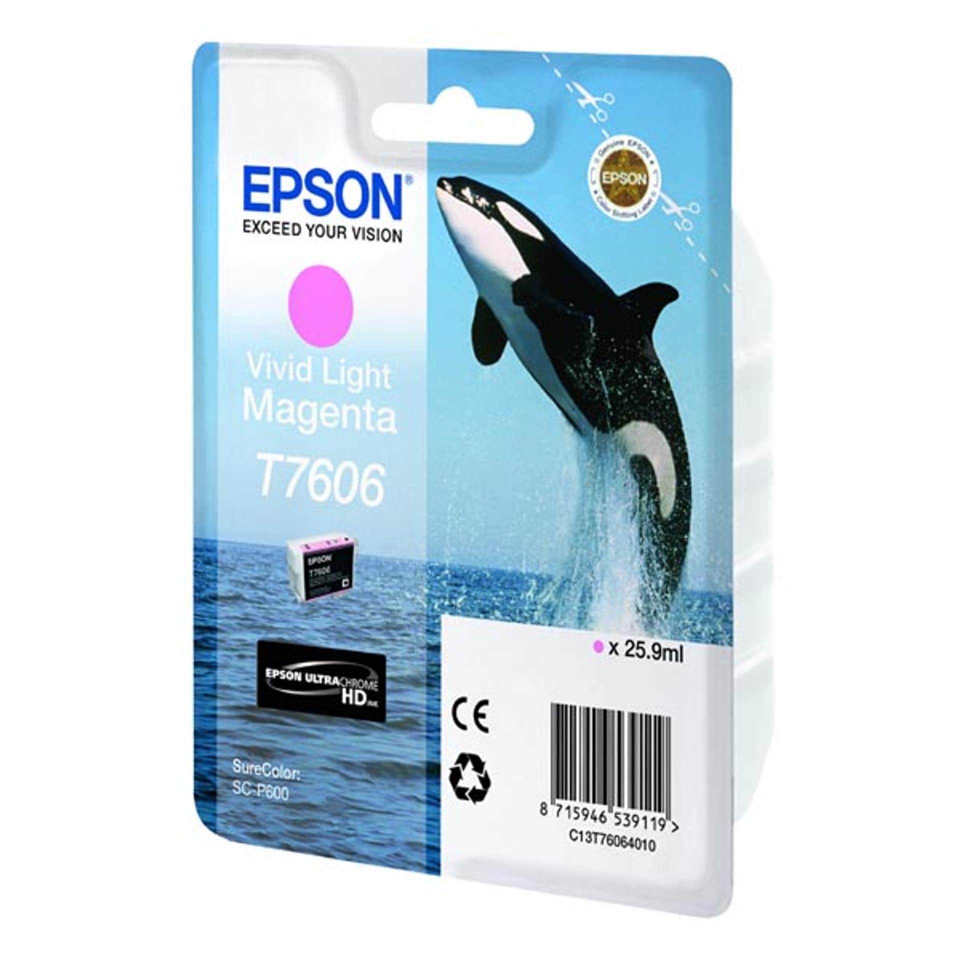 

Epson oryginalny ink / tusz C13T76064010, T7606, vivid light magenta, 25,9ml, 1szt, Epson SureColor SC-P600