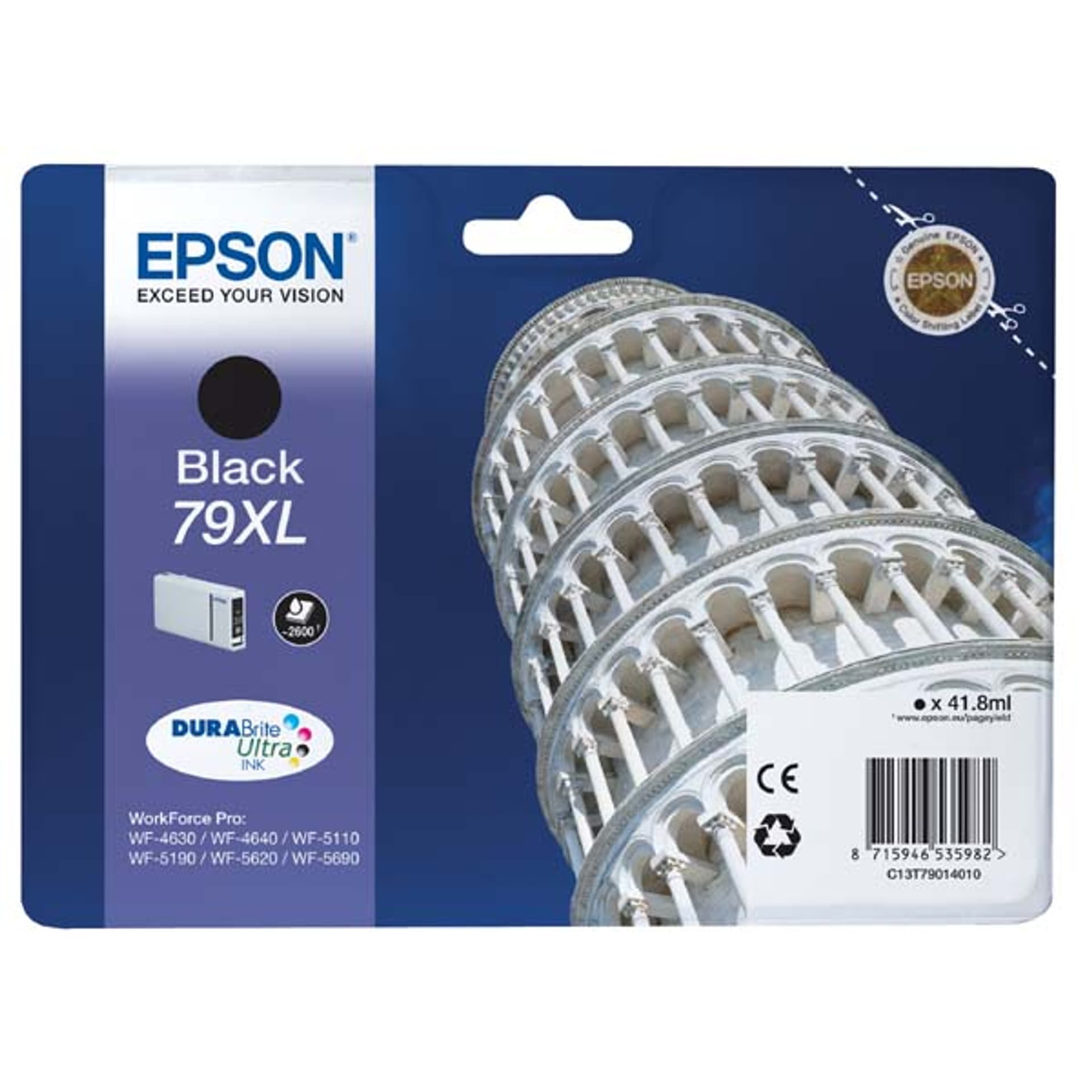 

Epson oryginalny ink / tusz C13T79014010, 79XL, XL, black, 2600s, 42ml, 1szt, Epson WorkForce Pro WF-5620DWF, WF-5110DW, WF-5690DW