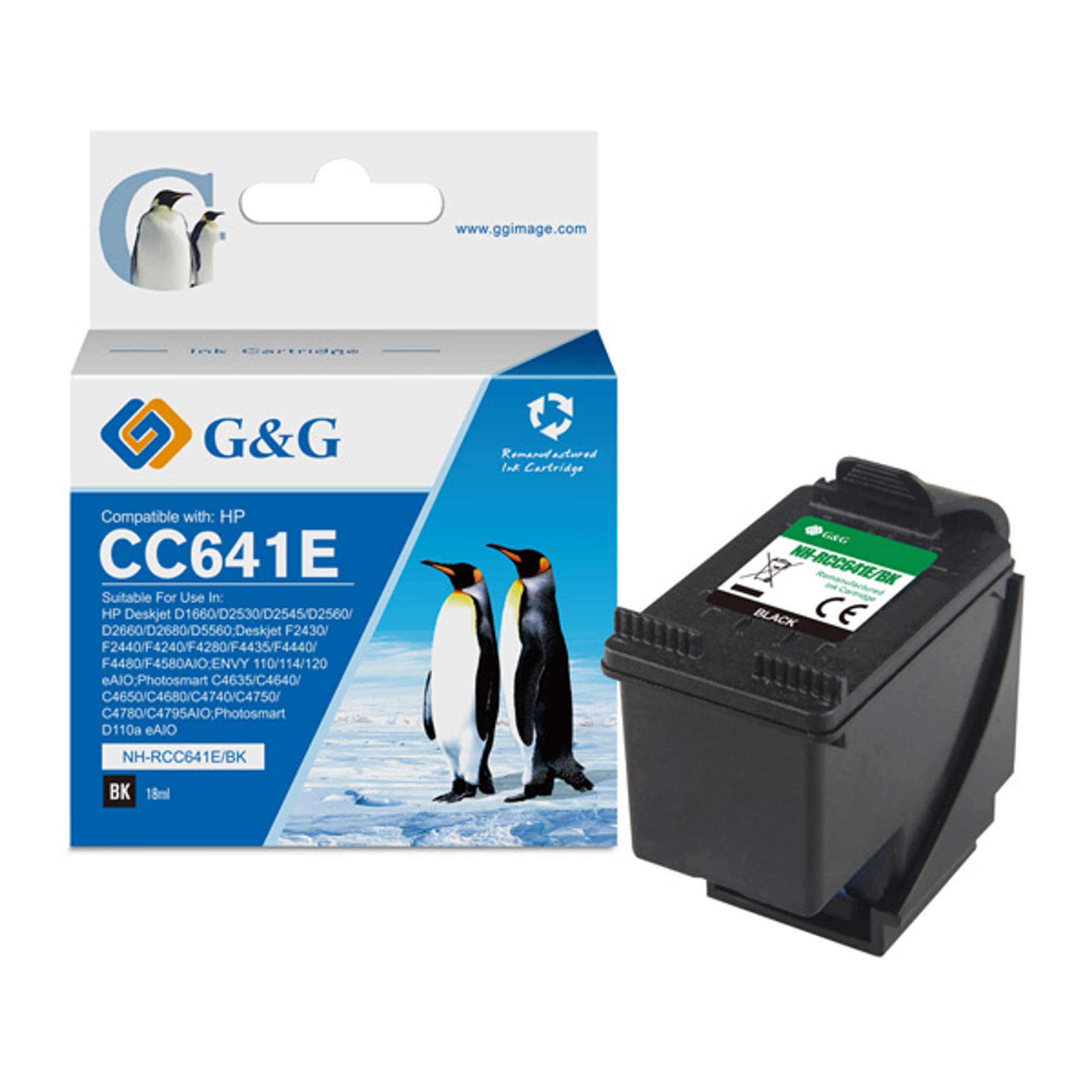 

G&G kompatybilny ink / tusz z CC641EE, HP 300XL, black, 18ml, ml NH-RC641BK, dla HP Deskjet D1660, Deskjet D1663, D2500, D2530, D2