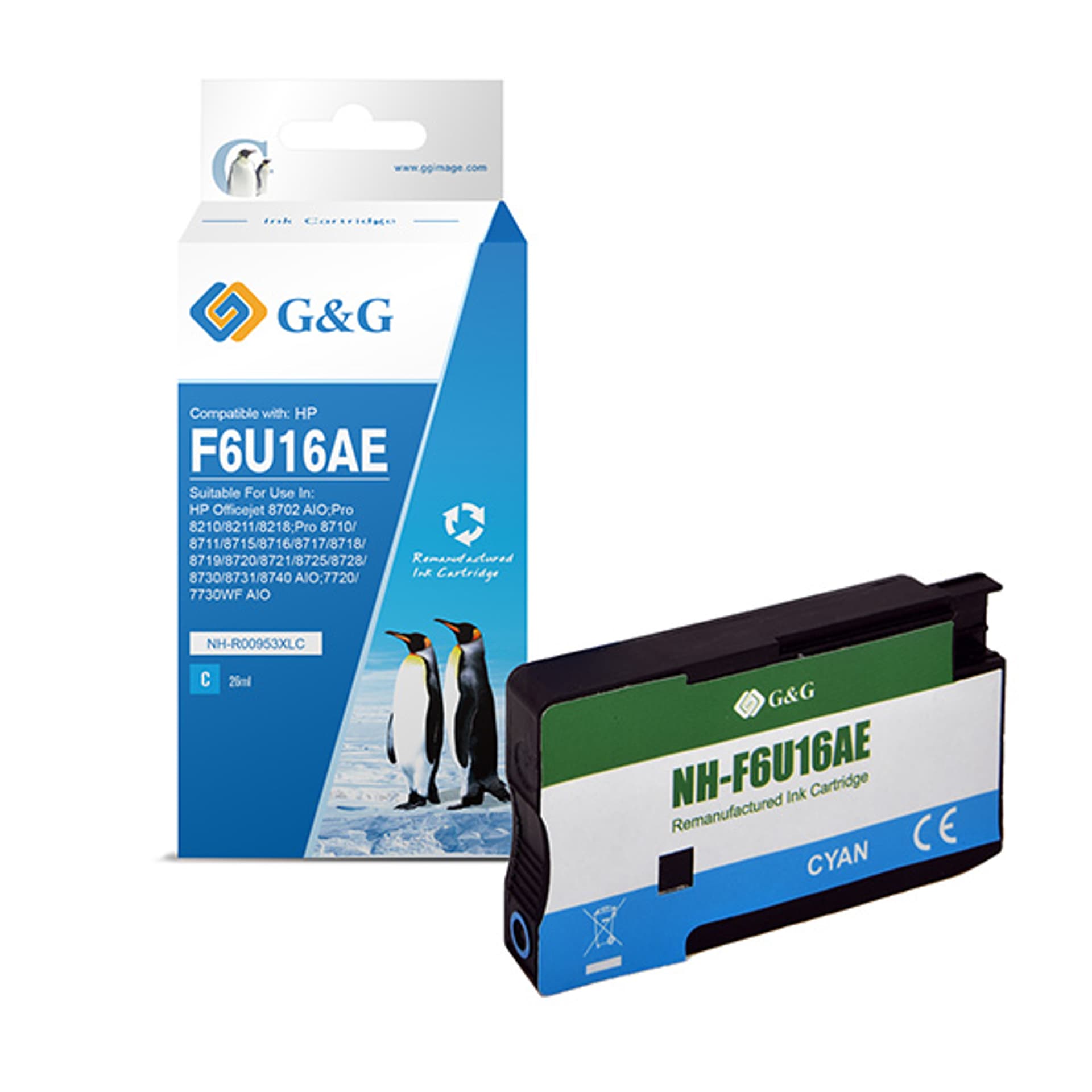 

G&G kompatybilny ink / tusz z F6U16AE, HP 953XL, cyan, 1600s, NH-R00953XLC, dla HP "Officejet Pro 8210/8211/8218
