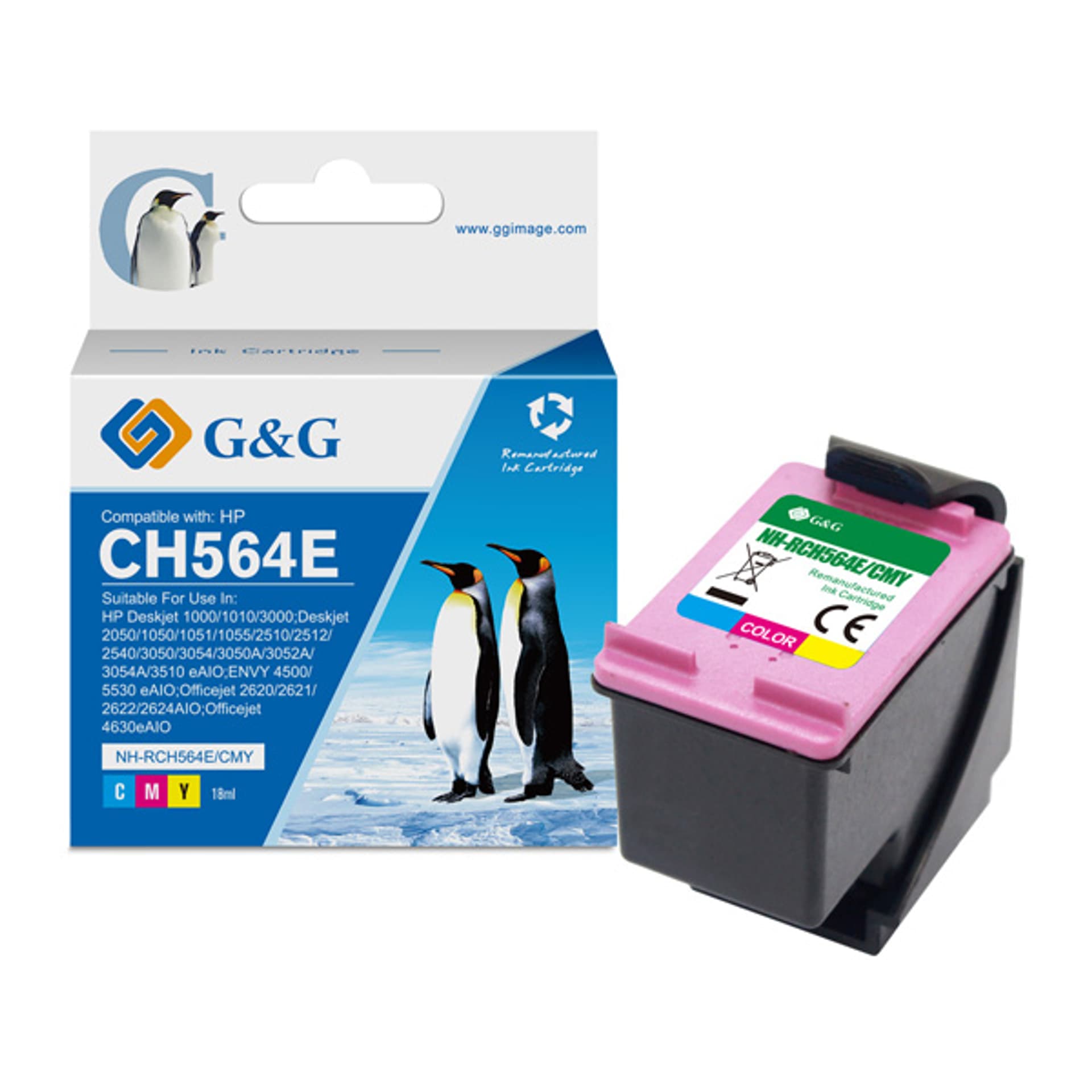 

G&G kompatybilny ink / tusz z CH564EE, HP 301XL, color, 18ml, ml NH-RC564C, dla HP Deskjet 1000, 2000, 3000, 1050, 2050, 3050 AIO