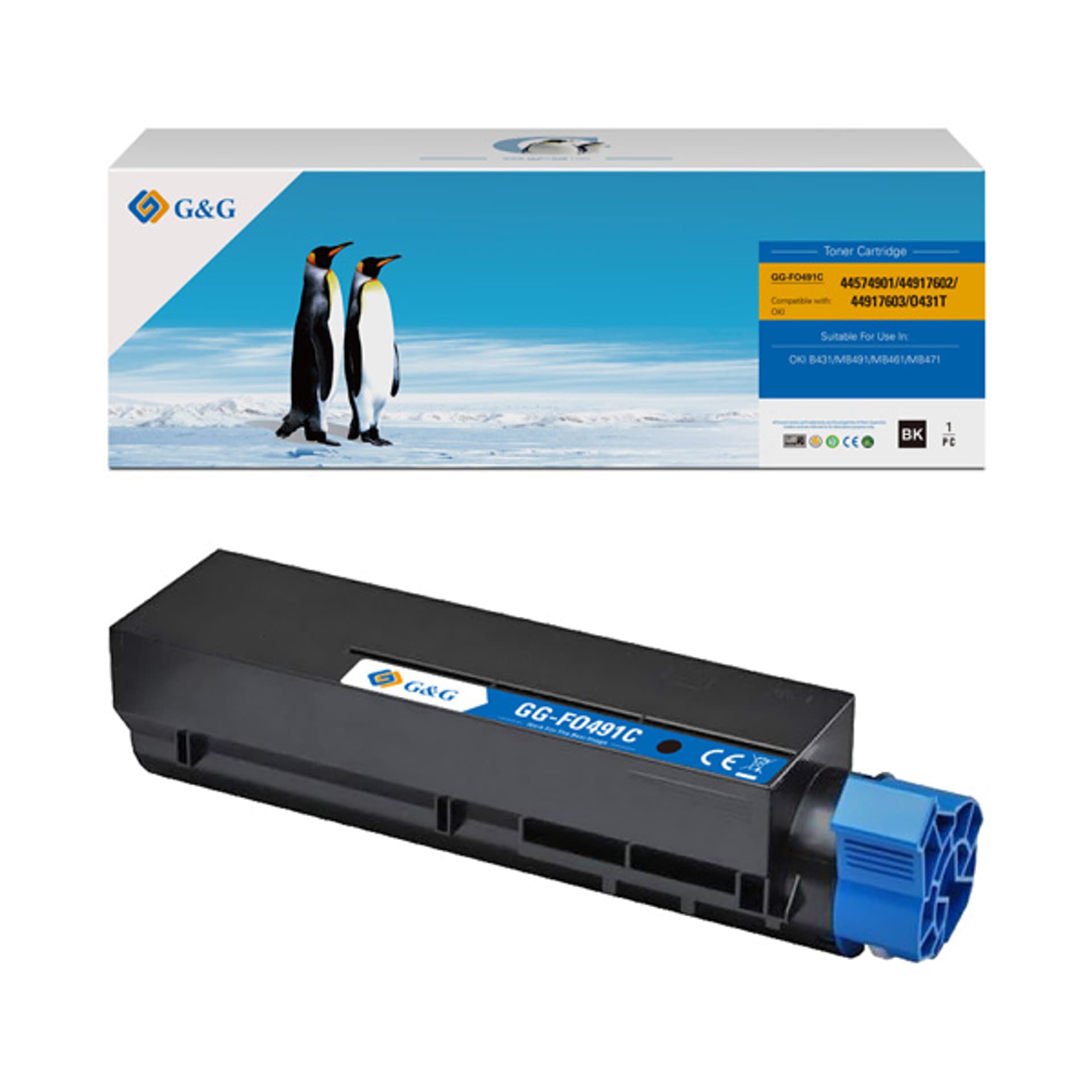 

G&G kompatybilny toner z NT-FO491C, 44917602, black, 12000s, dla OKI B431, MB491, N