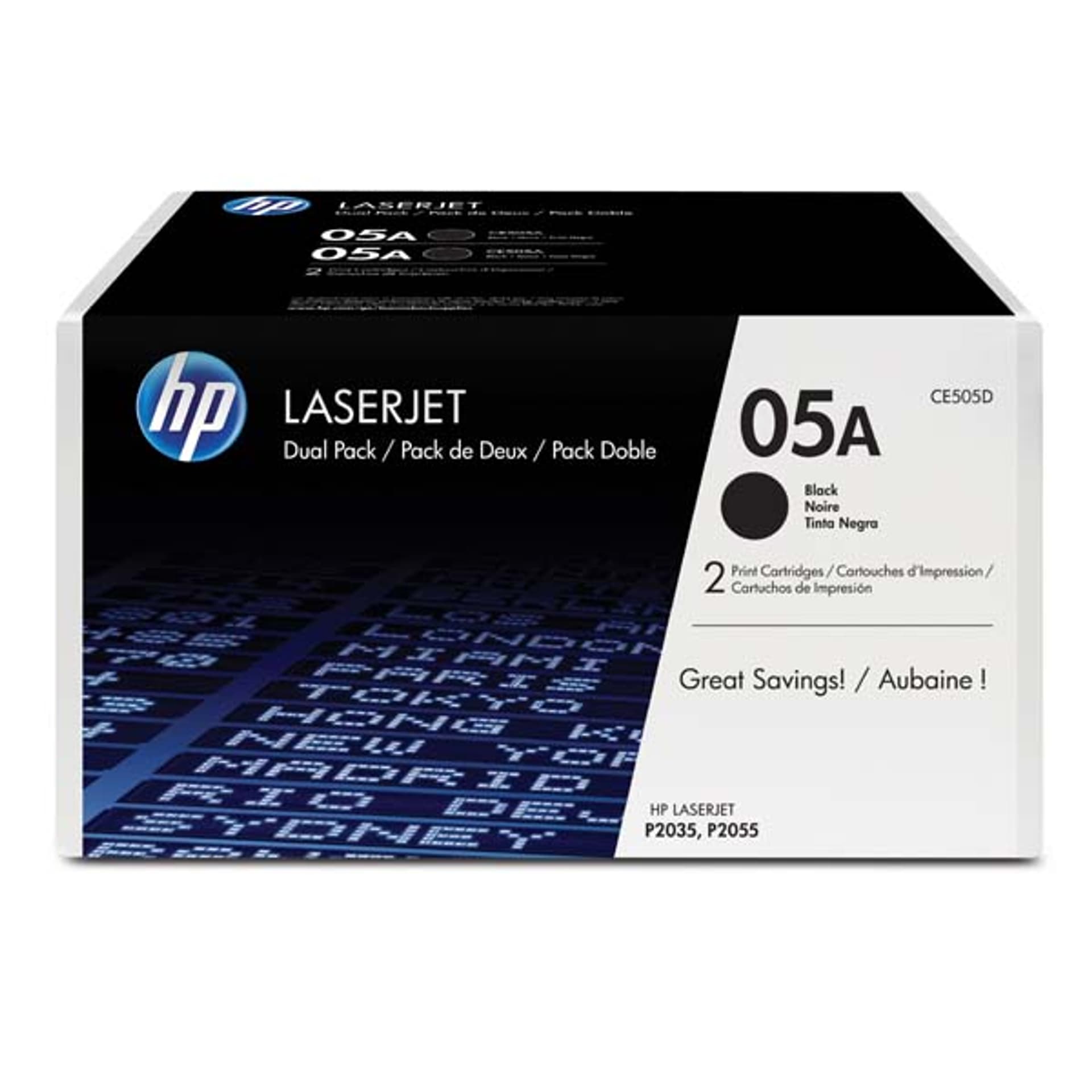 

HP oryginalny toner CE505D, HP 05A, black, 4600 (2x2300)s, HP LaserJet P2035, 2055, 2szt, O