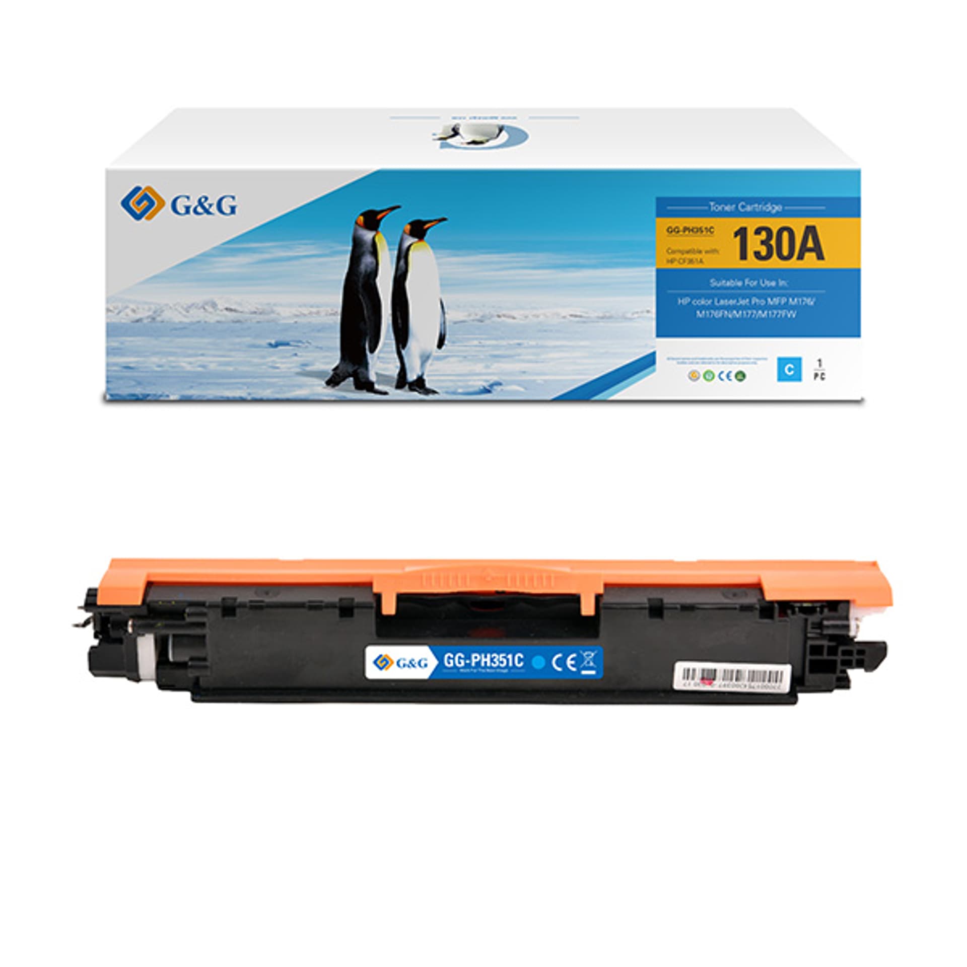 

G&G kompatybilny toner z NT-PH351C, HP 130A, CF351A, cyan, 1000s, dla HP Color LaserJet Pro M176n, M177fw, N