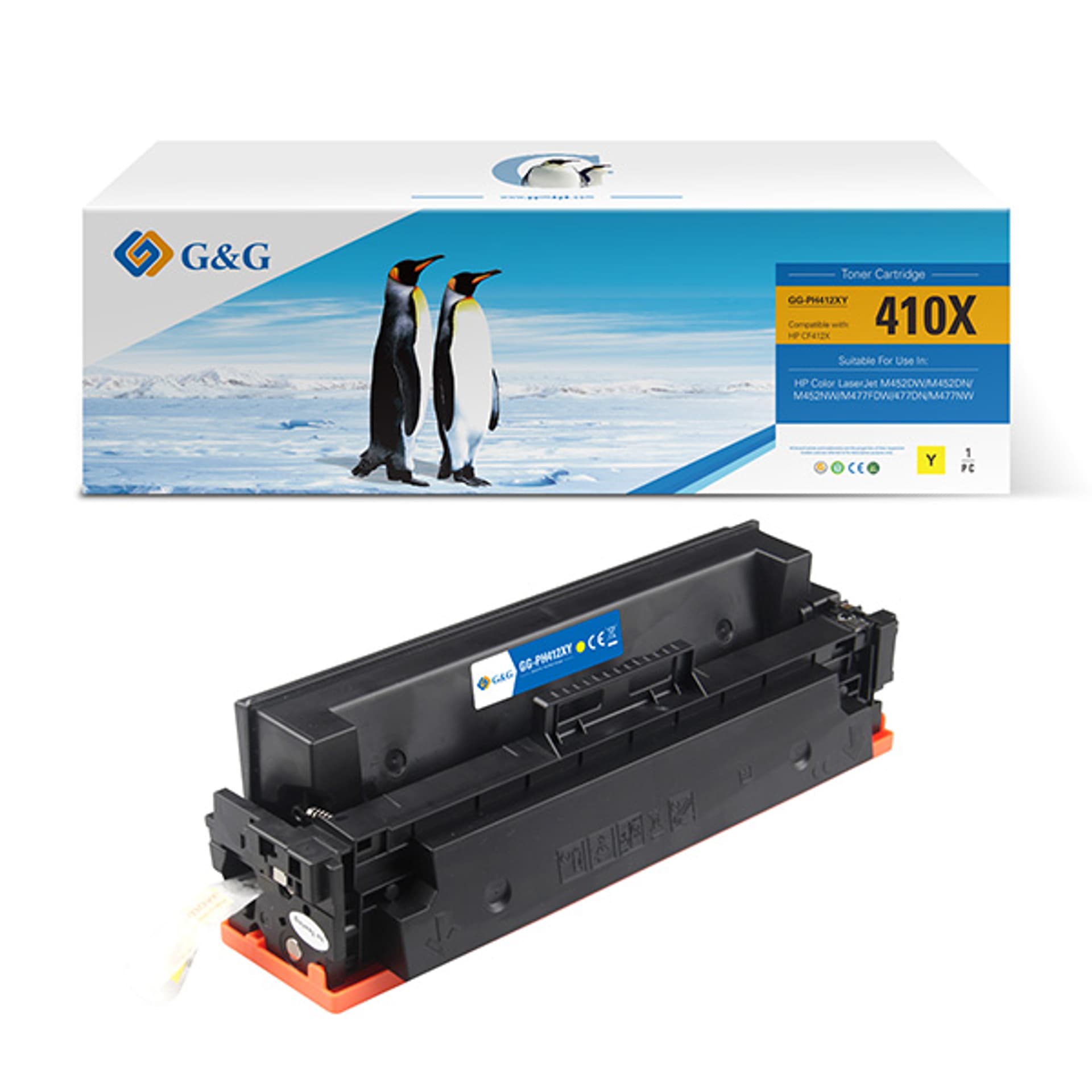 

G&G kompatybilny toner z CF412X, yellow, 5000s, NT-PH412XY, HP 410X, high capacity, dla HP LJ Pro M452, LJ Pro MFP M477, N