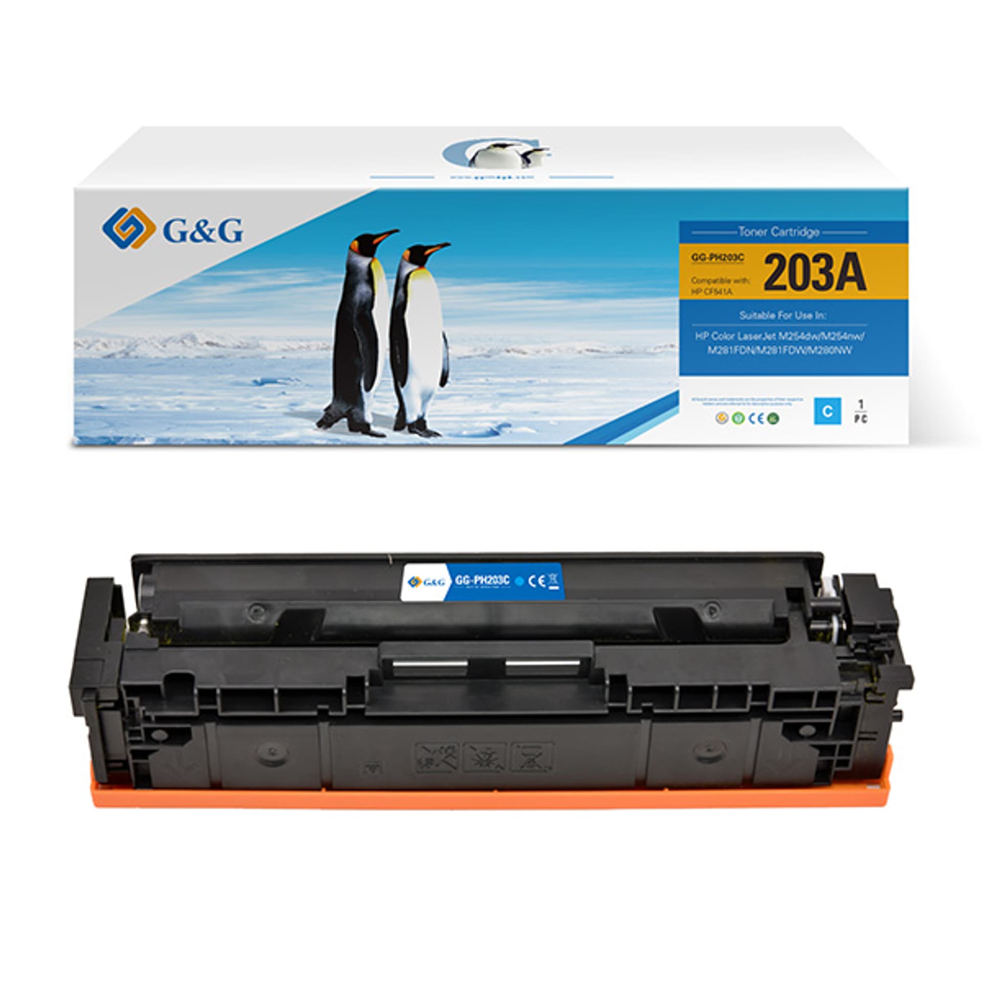 

G&G kompatybilny toner z NT-PH203C, HP 203A, CF541A, cyan, 1300s, dla HP Color LaserJet Pro M254, M280, M281, N