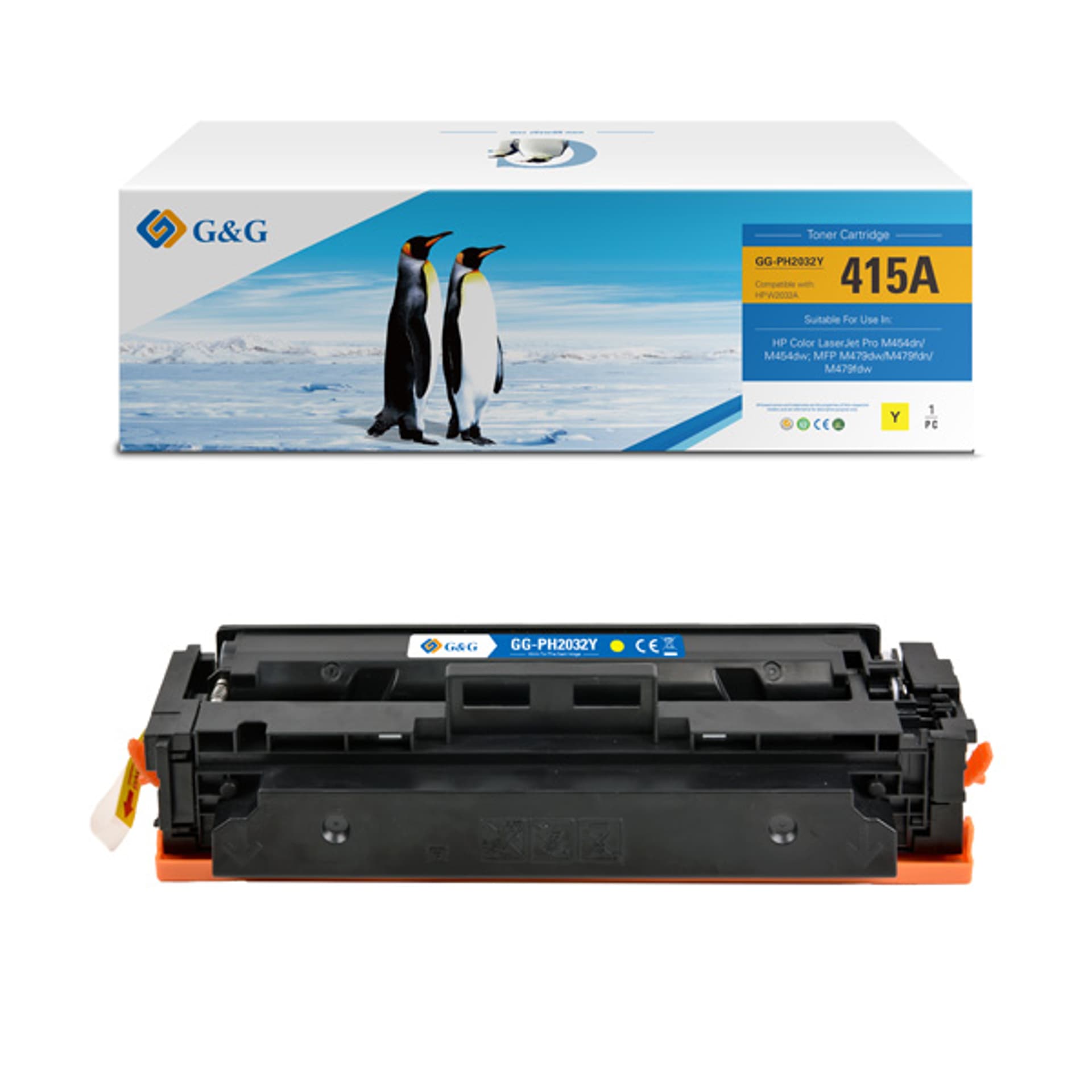 

G&G kompatybilny toner z NT-PH2032Y, HP 415A, W2032A, yellow, 2100s, BEZ CHIP-A, dla HP Color LaserJet Pro M454dn/M454dw, MFP M479