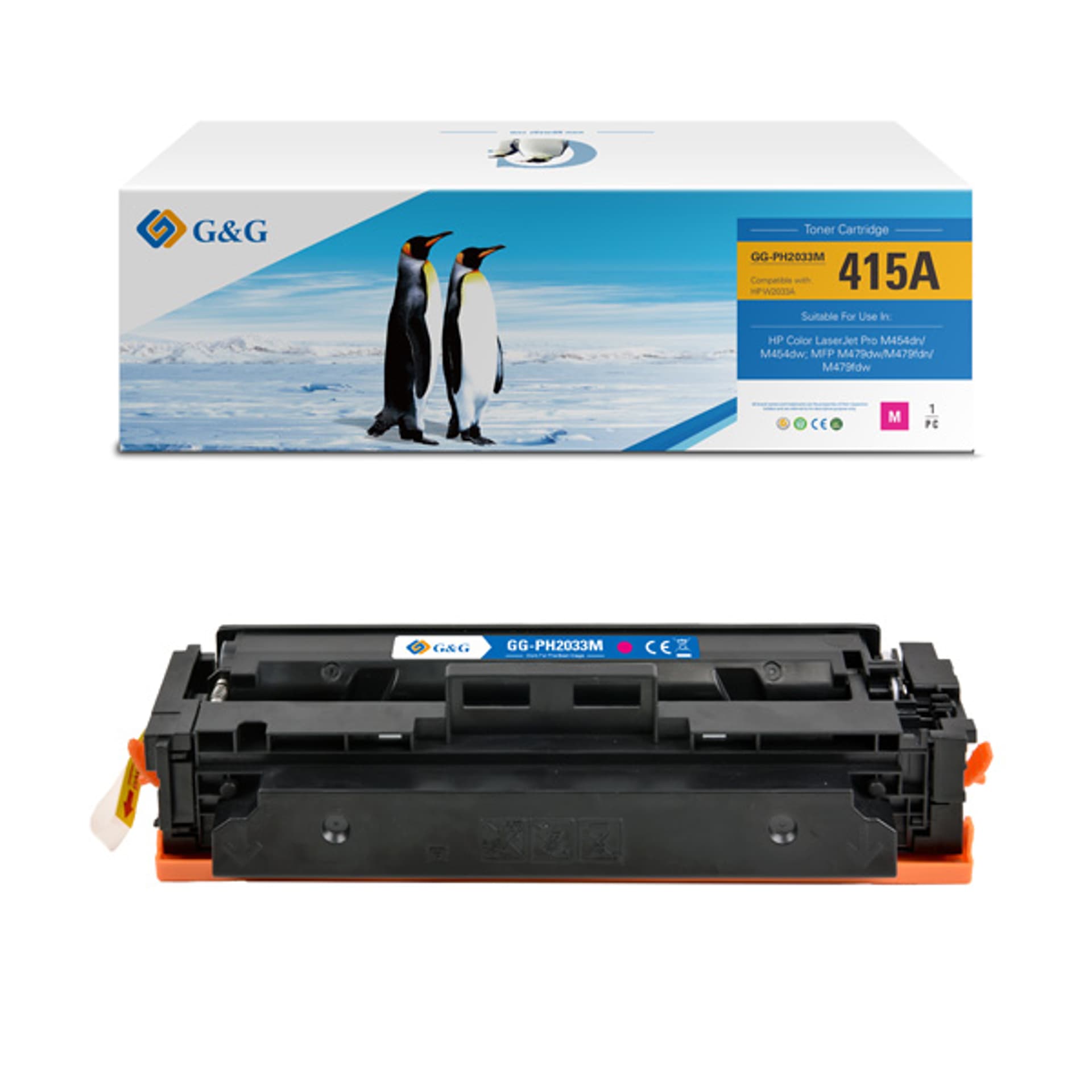 

G&G kompatybilny toner z NT-PH2033M, HP 415A, W2033A, magenta, 2100s, dla HP Color LaserJet Pro M454dn/M454dw, MFP M479dw/M479f, N