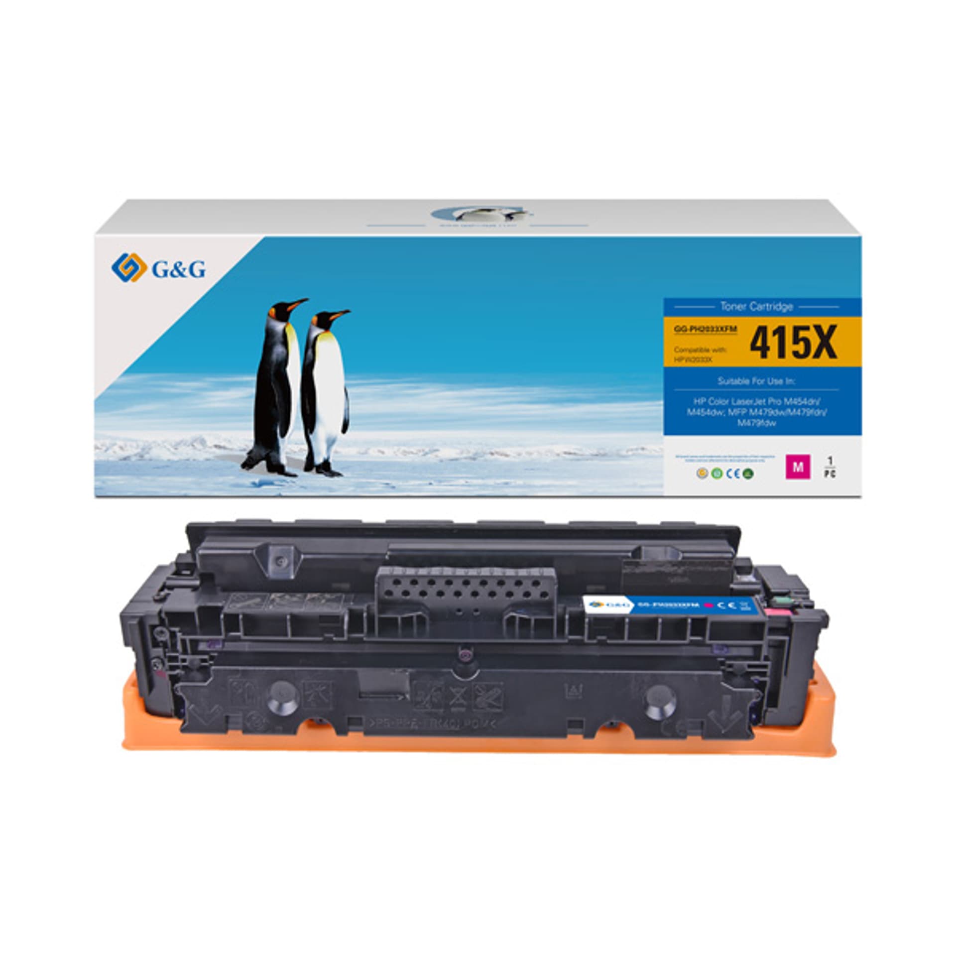 

G&G kompatybilny toner z NT-PH2033XFM, HP 415X, W2033X, magenta, 6000s, high capacity, dla HP Color LaserJet Pro M454, MFP M479, N