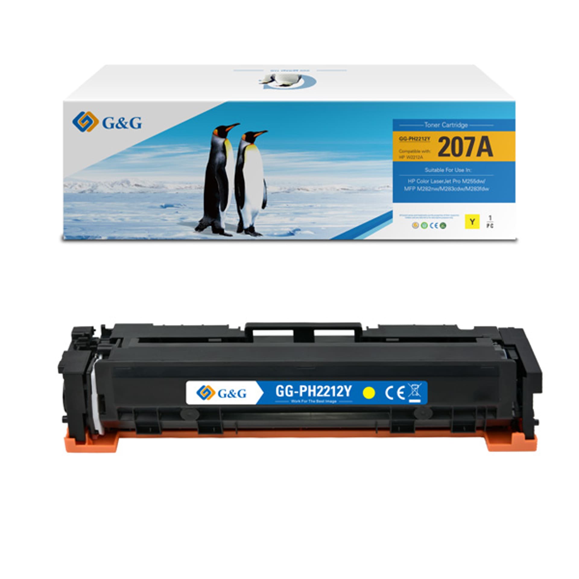 

G&G kompatybilny toner z NT-PH2212Y, HP 207A, W2212A, yellow, 1250s, dla HP Color LaserJet Pro M255, MFP M282, M283, N
