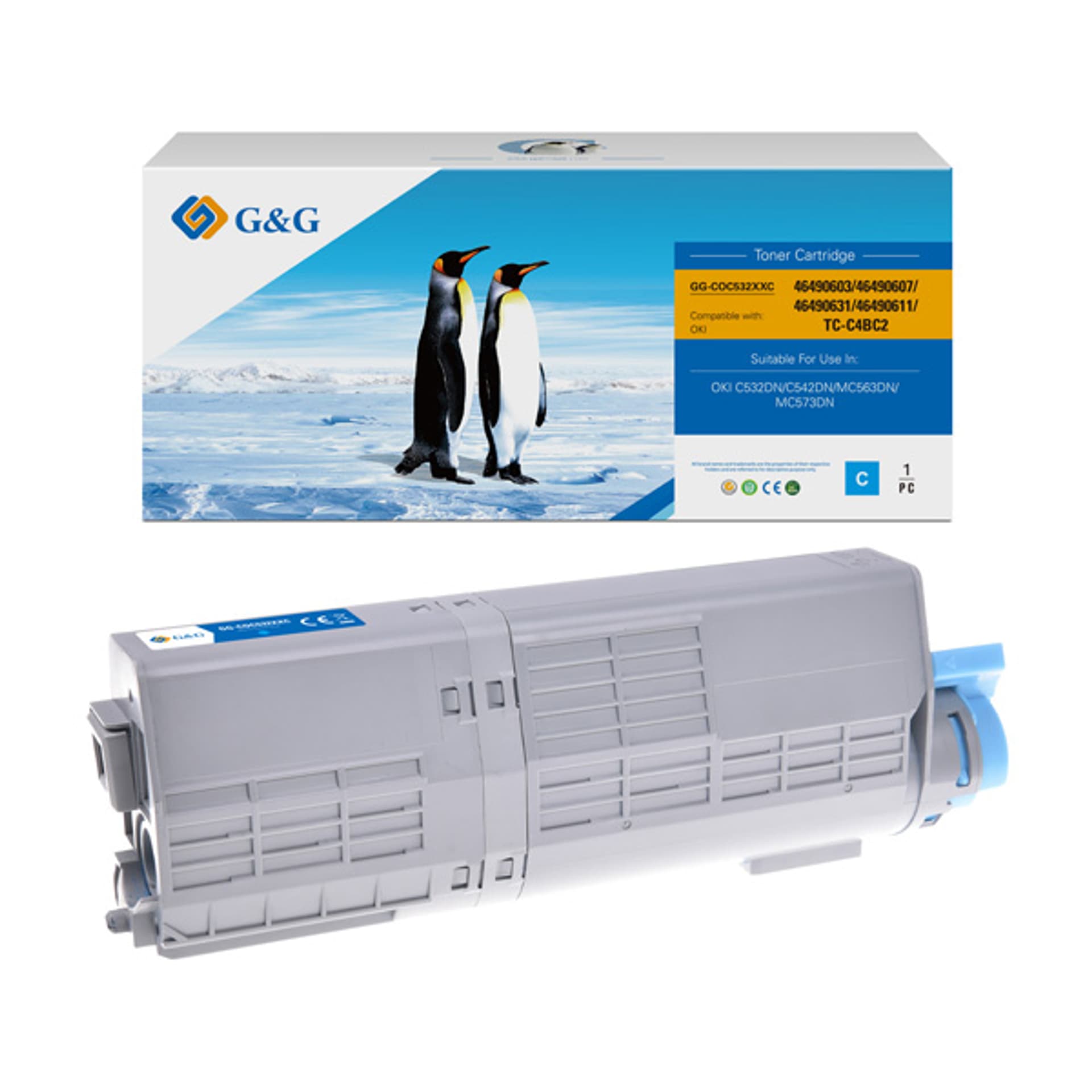 

G&G kompatybilny toner z NT-COC532XXC, 46490607, cyan, 6000s, dla OKI C532DN, C542DN, MC563DN, MC573DN, N