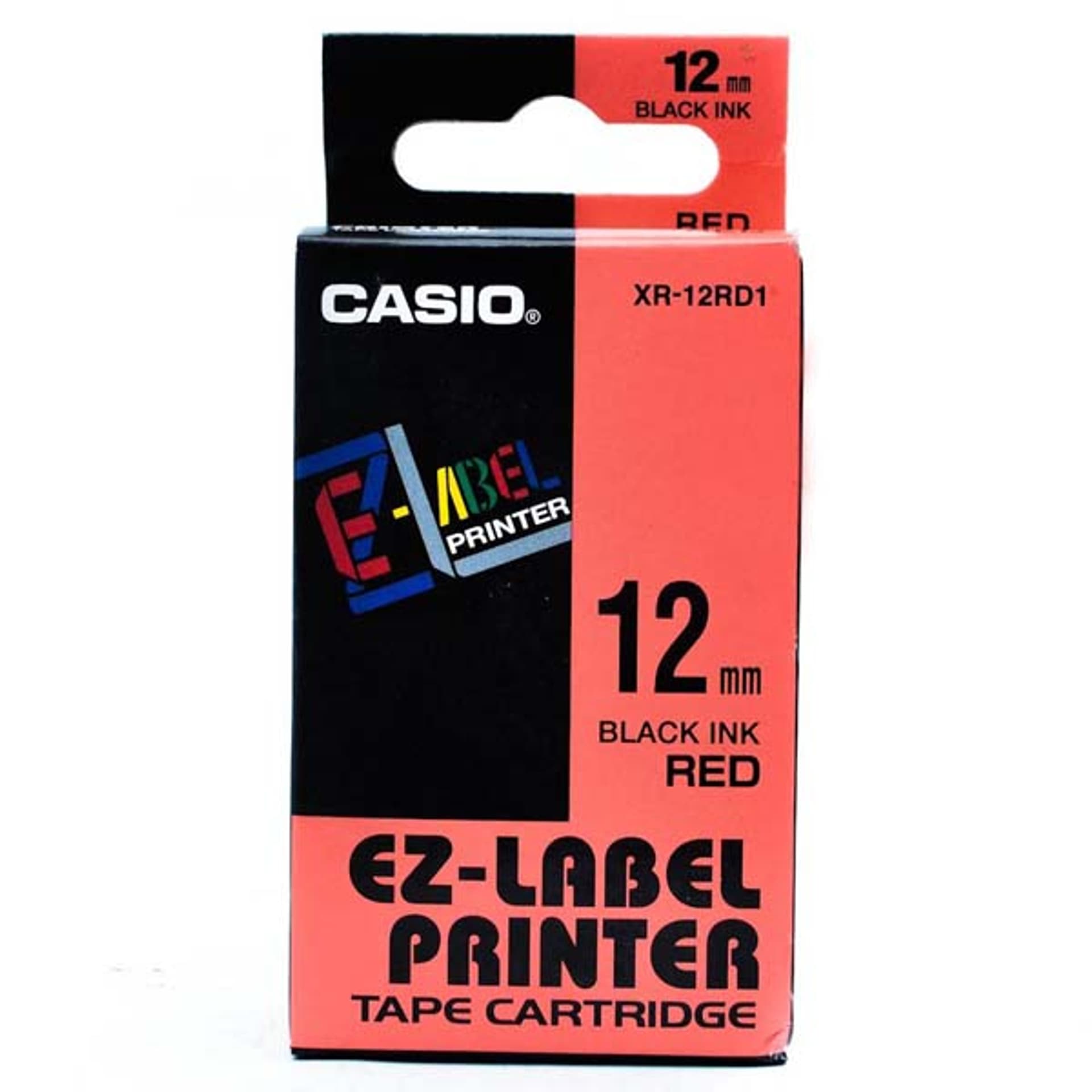 

Casio oryginalny taśma do drukarek etykiet, Casio, XR-12RD1, czarny druk/czerwony podkład, nielaminowany, 8m, 12mm