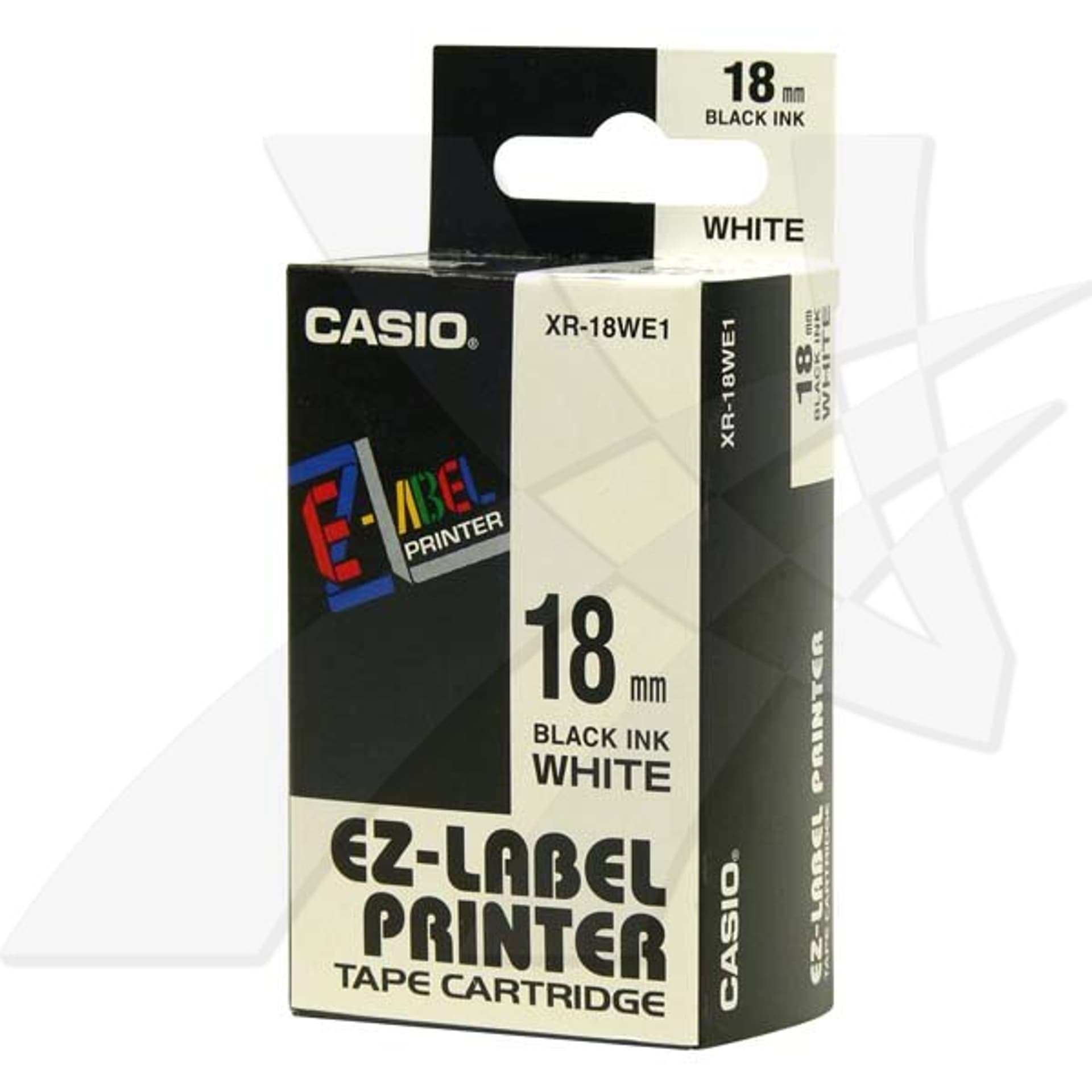 

Casio oryginalny taśma do drukarek etykiet, Casio, XR-18WE1, czarny druk/biały podkład, nielaminowany, 8m, 18mm