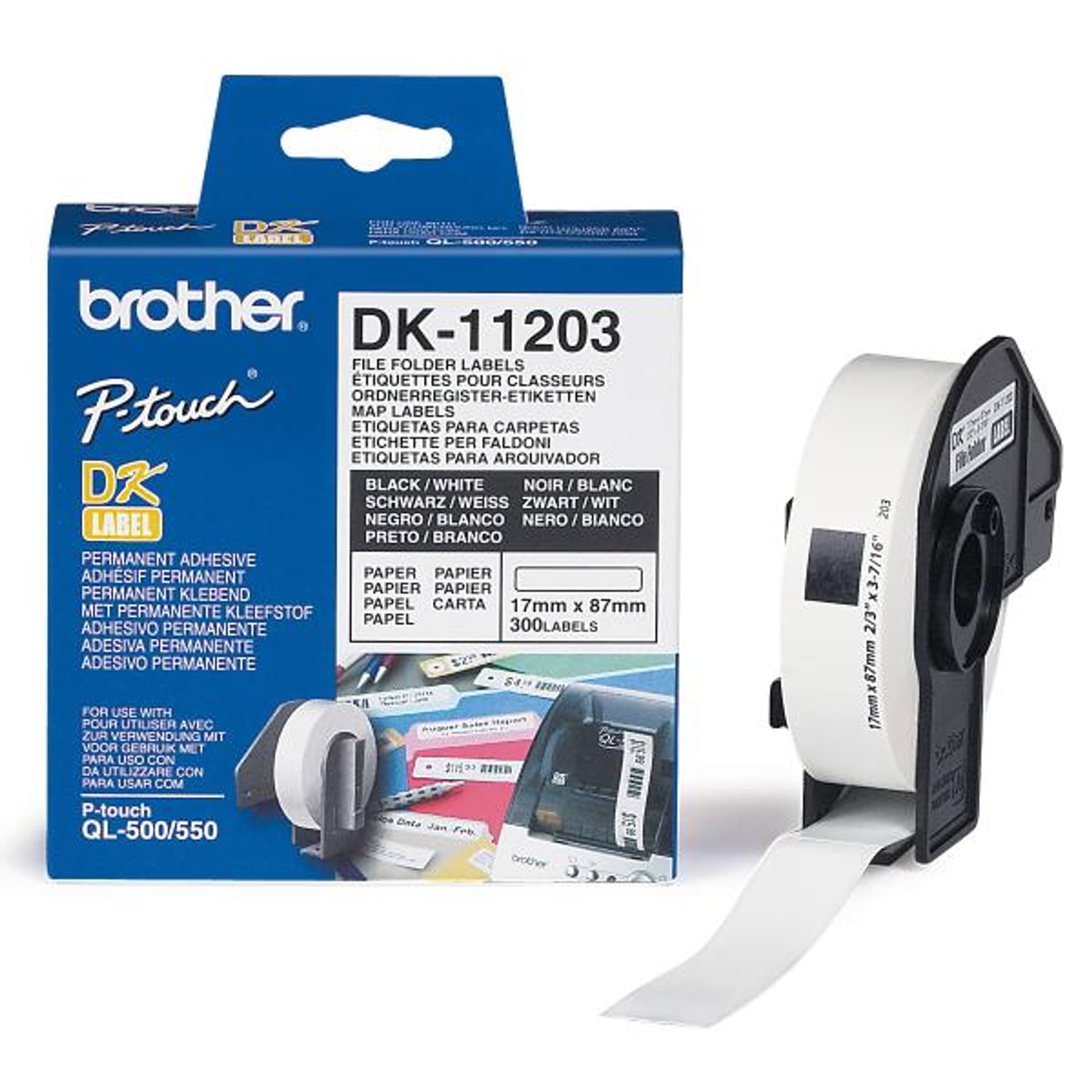 

Brother etykiety papierowe 17mm x 87mm, biała, 300 szt., DK11203, do drukarek typu QL