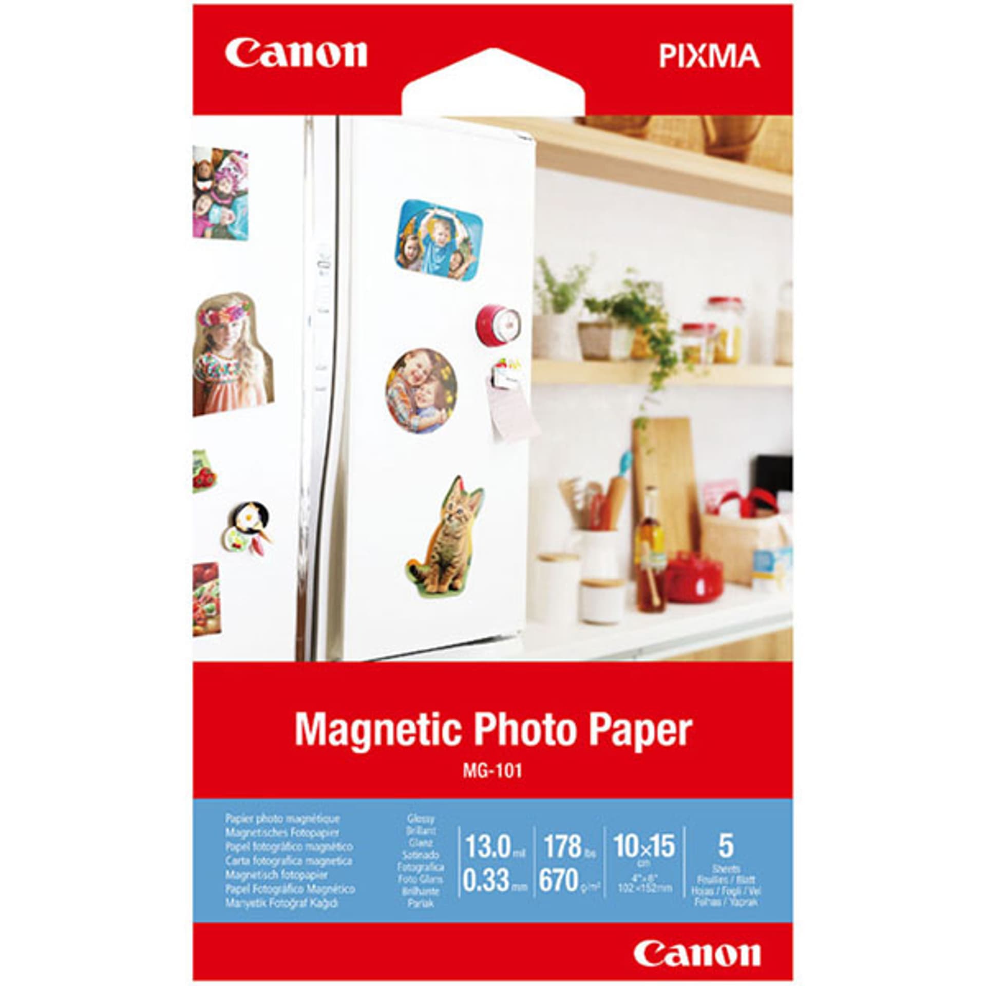 

Canon Magnetic Photo Paper (magnetyczny), 3634C002, foto papier, połysk, biały, Canon PIXMA, 10x15cm, 4x6", 670 g/m2, 5 szt., niew, Magnetyczny)/3634c002/foto papier/połysk/biały/canon pixma/10x15cm/4x6"/5 szt./nie