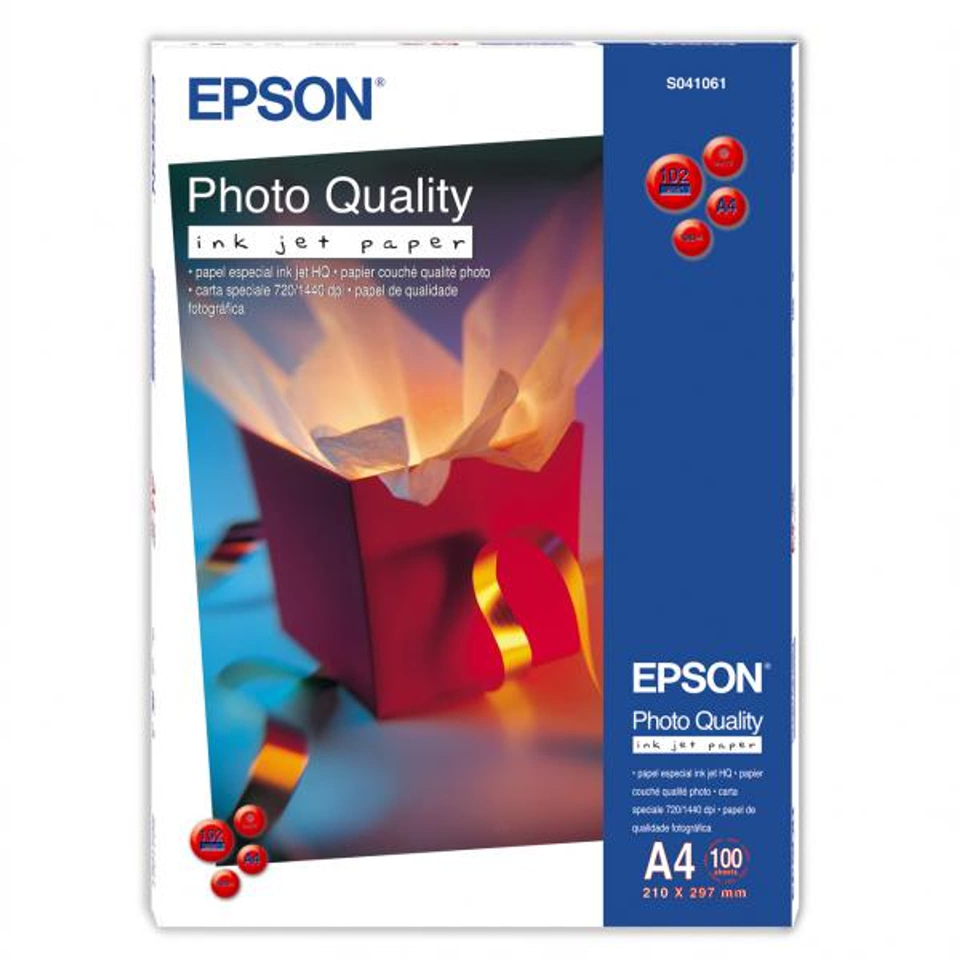 

Epson Photo Quality InkJet Pa, foto papier, matowy, biały, A4, 102 g/m2, 720dpi, 100 szt., C13S041061, atrament