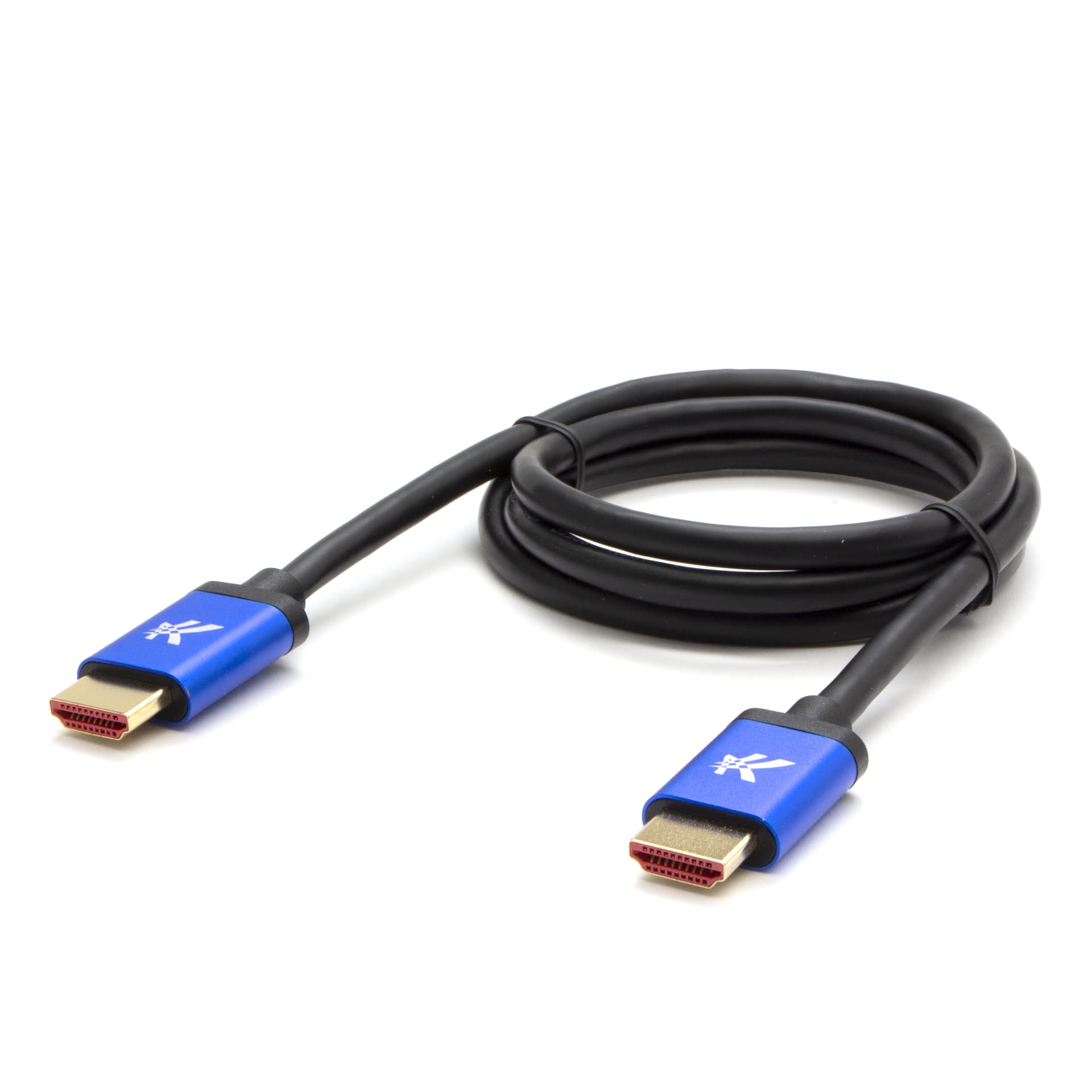 

Video Kabel HDMI M - HDMI M, HDMI 2.1 - Ultra High Speed, 2m, pozłacane złącza, aluminiowa obudowa,, niebieski, Logo 8K@60Hz, 48Gb