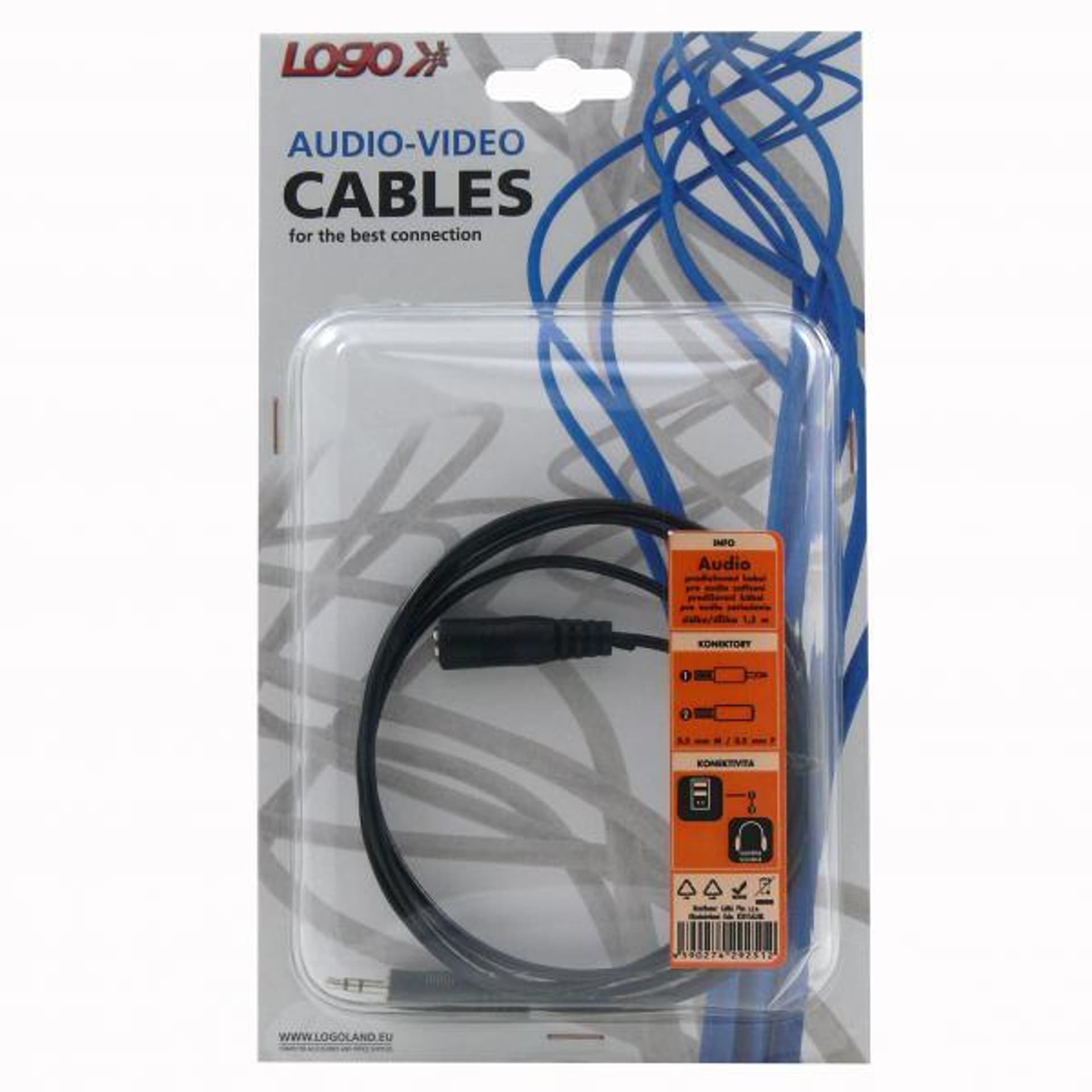 

Przedłużacz do kabli audio Jack (3,5mm) M - Jack (3,5mm) F, .5m, czarna, Logo blistr, 3.5mm) f/czarna/logo blist
