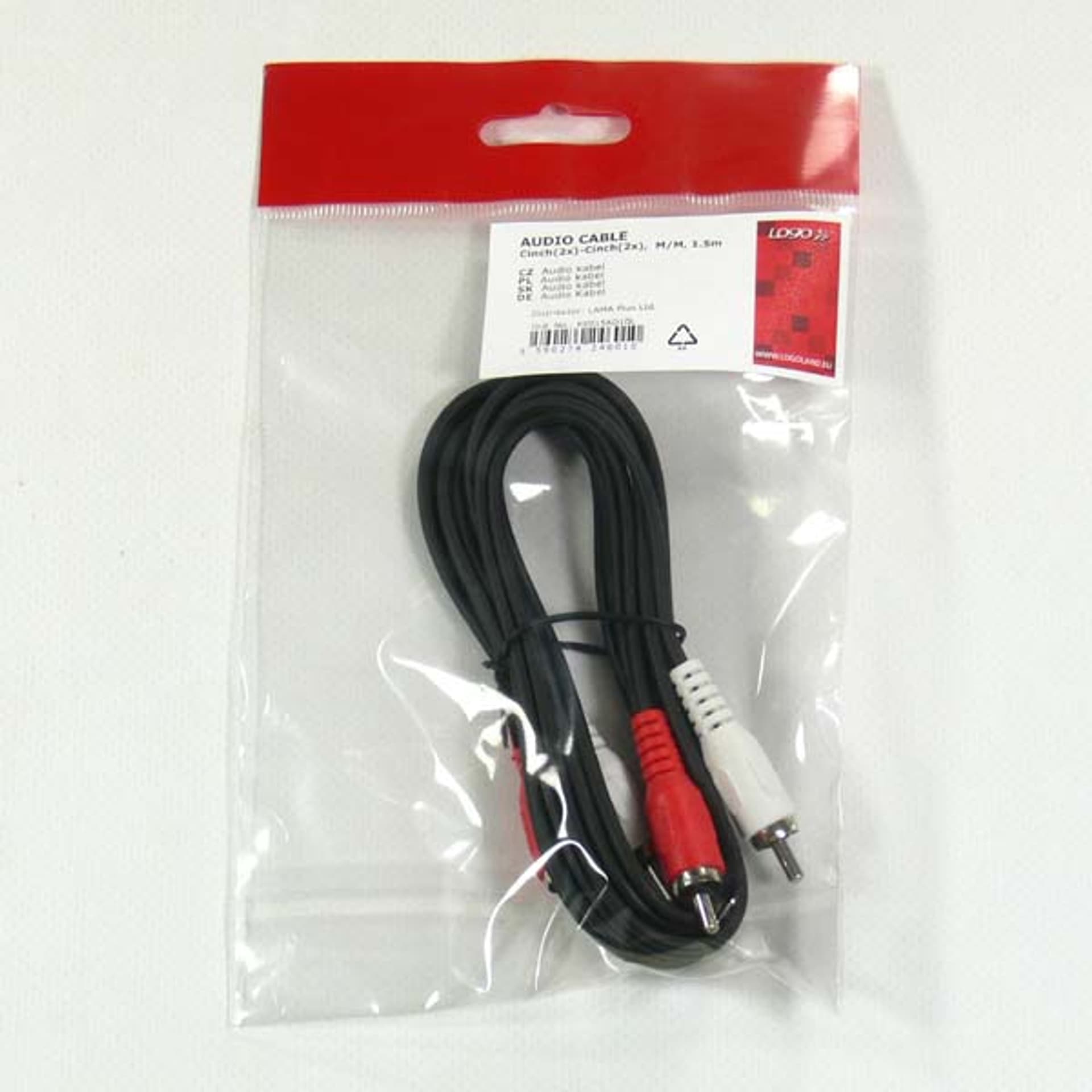 

Audio Kabel 2x CINCH M - 2x CINCH M, 1.5m, czarna, Logo