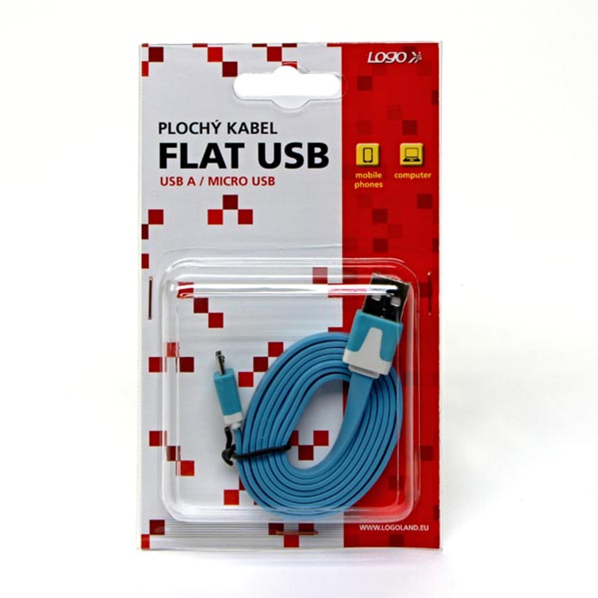 

Logo USB kabel (2.0), USB A M - microUSB (M), 1m, płaski, niebieski, blistr, M)/płaski/niebieski/blist