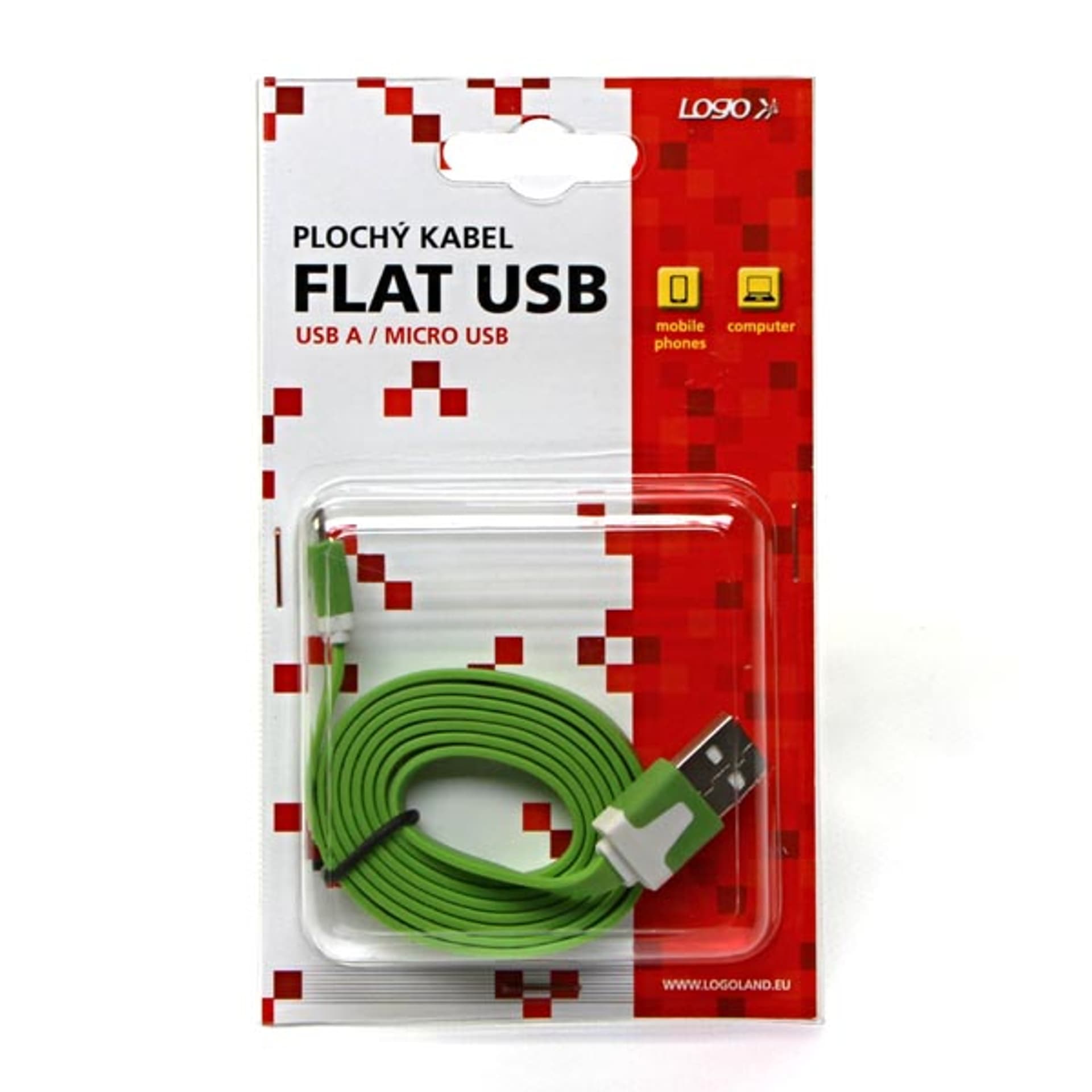 

Logo USB kabel (2.0), USB A M - microUSB (M), 1m, płaski, zielony, blistr, M)/płaski/zielony/blist