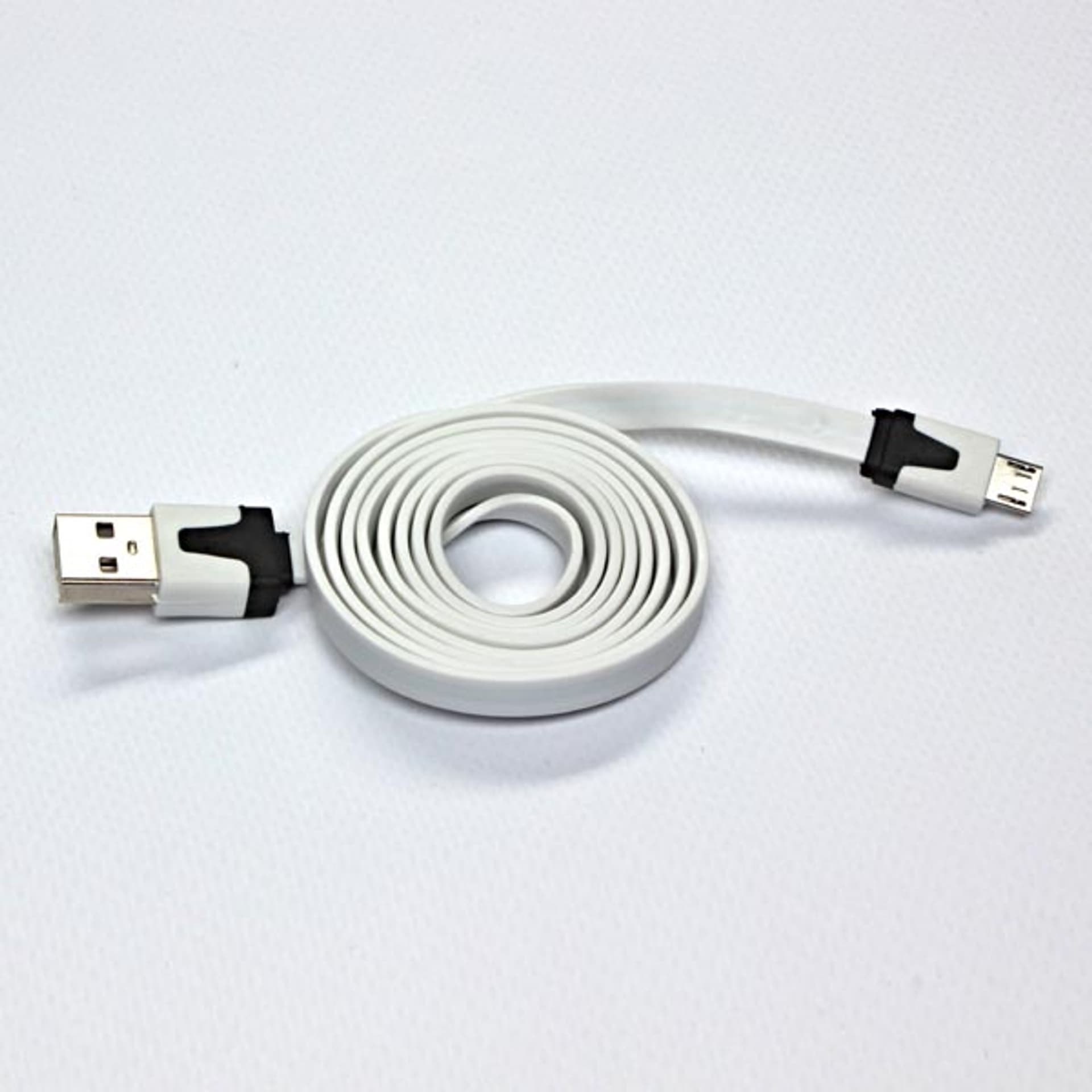 

USB kabel (2.0), USB A M - microUSB (M), 1m, płaski, biały, M)/płaski/biał