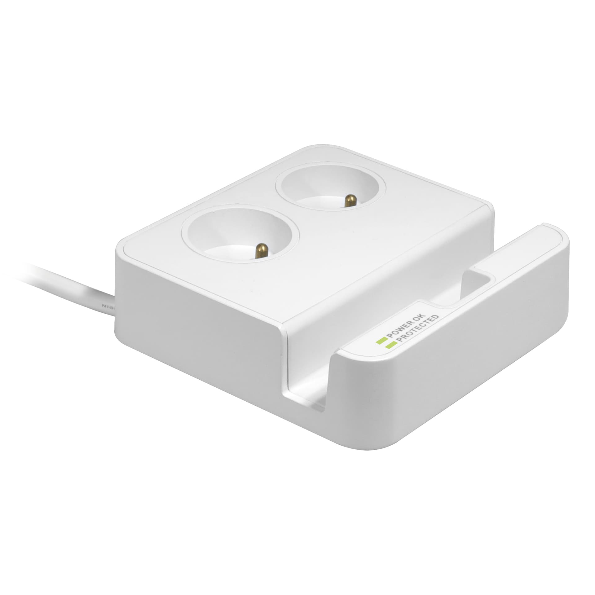 

Listwa zasilająca, 2 gniazda, biała, Logo, 3x USB, z podsatwą na telefon