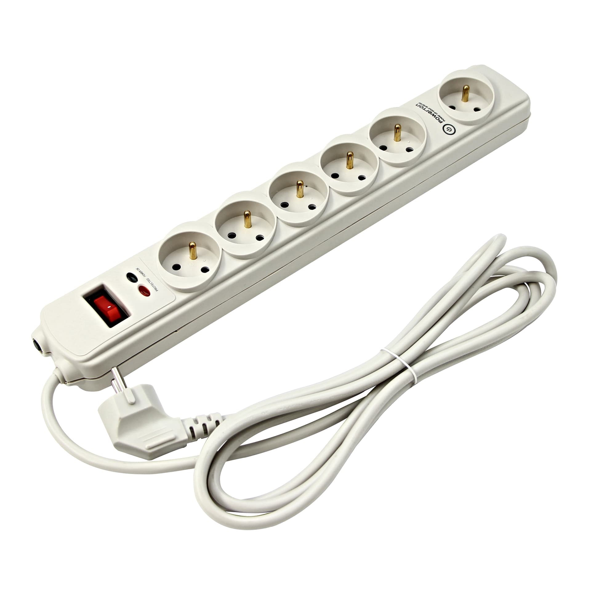 

Przedłużacz listwa zasilająca, 3m, 6 gniazdek, biała, LED indikace, Powerton