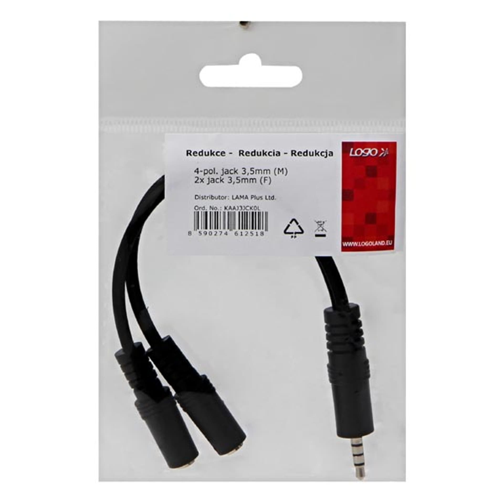 

Audio redukcja, Jack (3.5mm) M 4-polowy - 2x Jack (3.5mm) F, ., stereo, czarna, Logo, 3.5mm) f/stereo/czarna/log