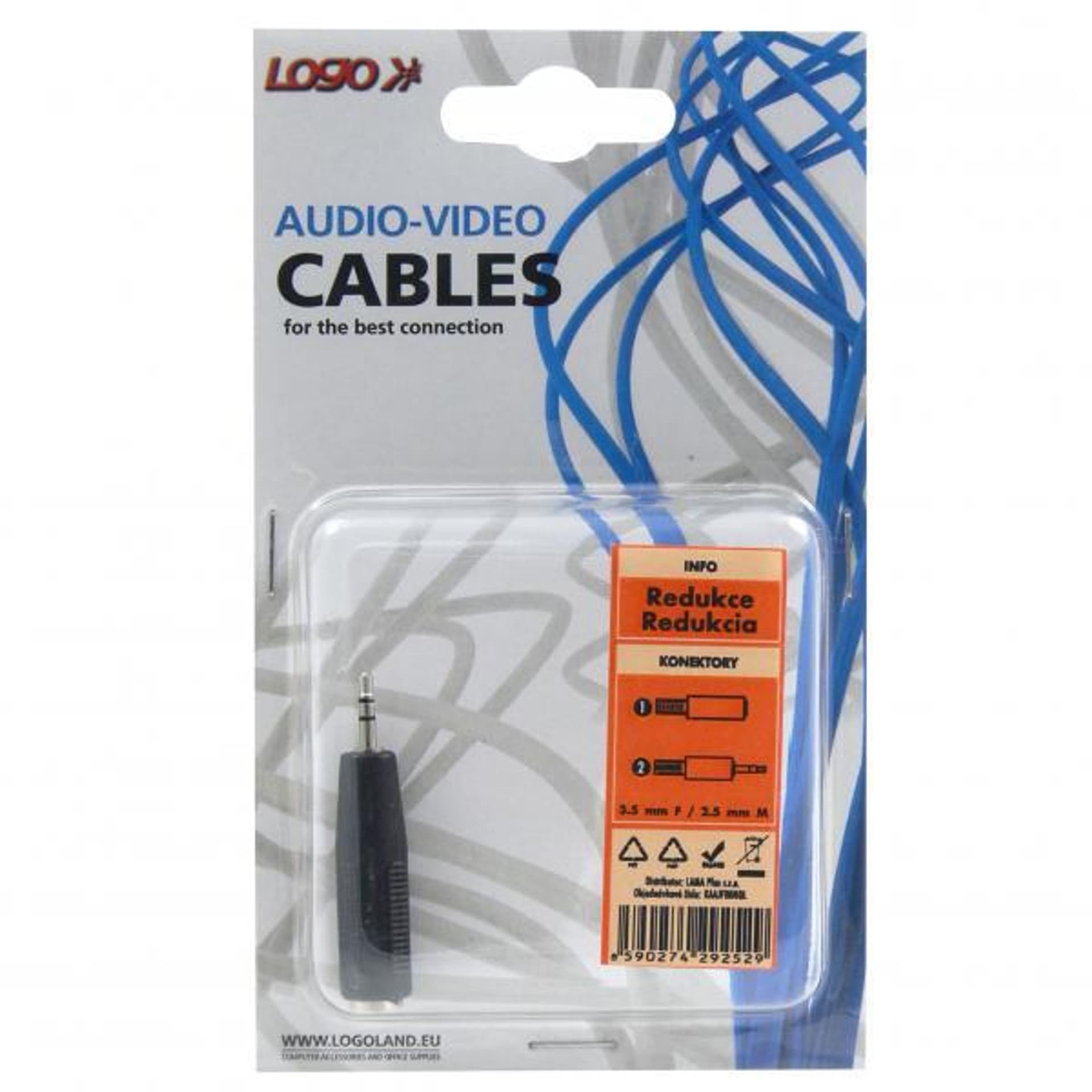 

Audio redukcja, Jack (2.5mm) M - Jack (3,5mm) F, stereo, czarna, Logo blistr, 3.5mm) f/stereo/czarna/logo blist