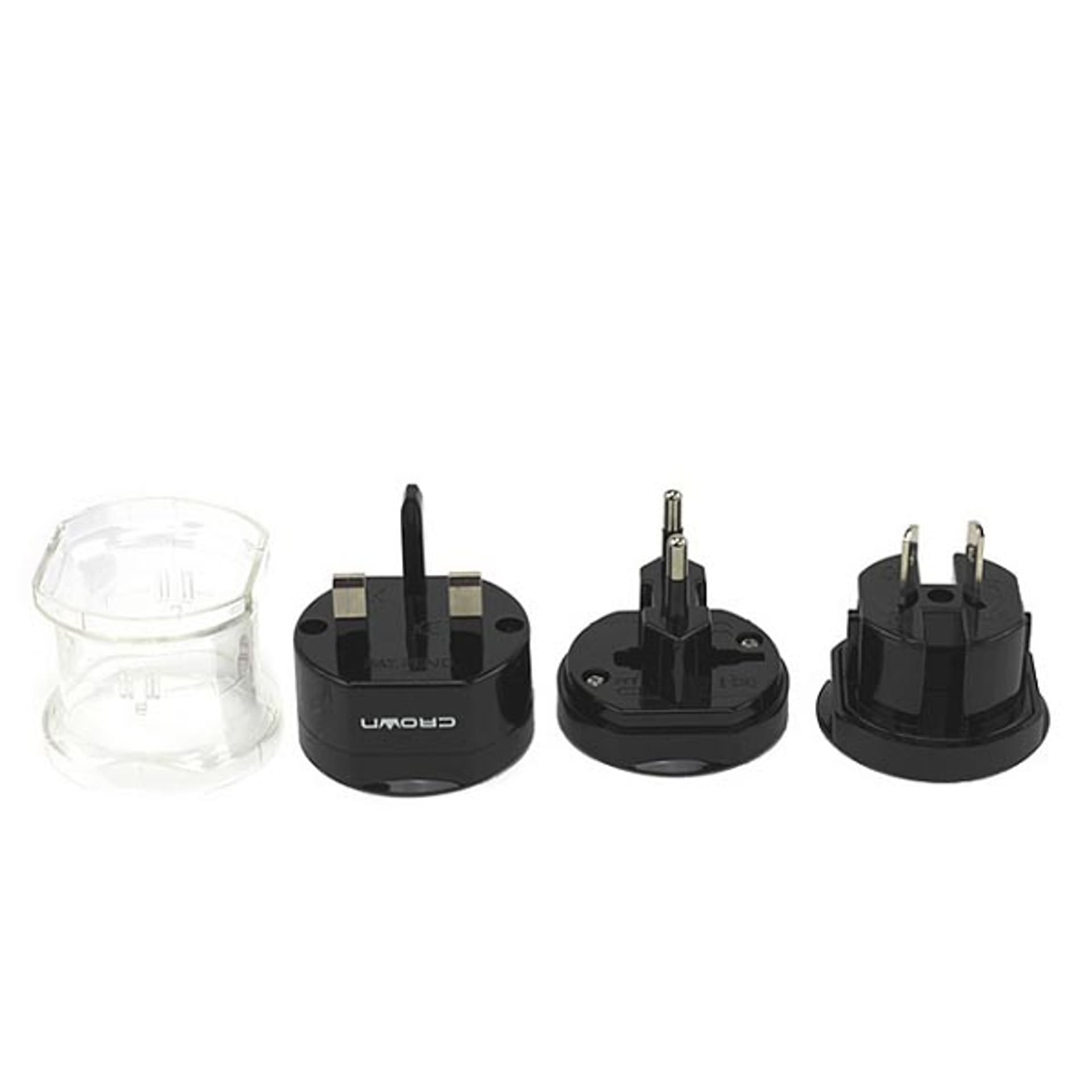 

230V Adapter podróżny, CEE7 (widelec) - gniazdo, 3 szt w opakowaniu, czarny, Crown do zagranicznego gniazda, Widelec) - gniazdo/3 szt w opakowaniu/czarny/crown do zagranicznego gniazd