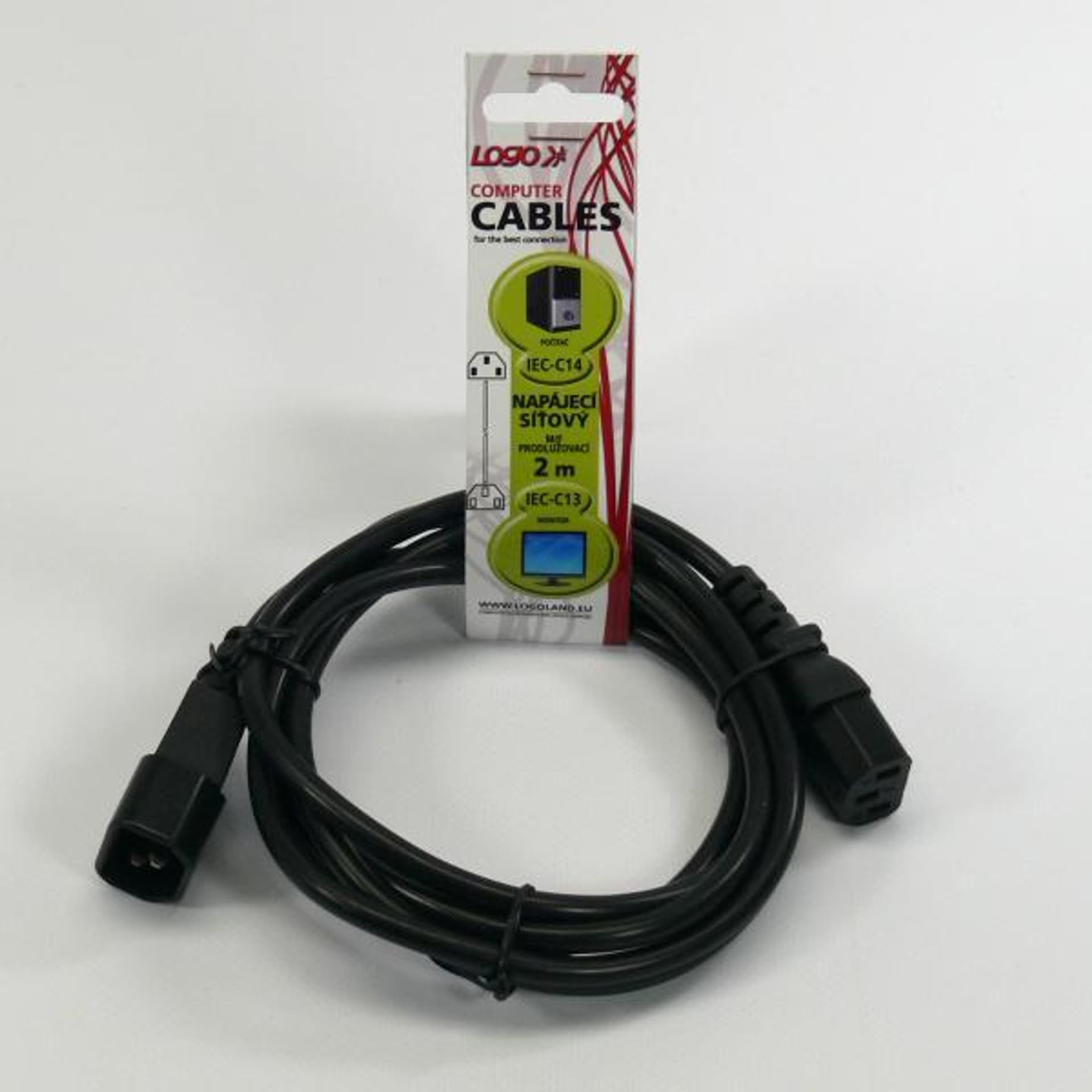 

Kabel sieciowy 230V przedłużacz, C13 - C14, 2m, VDE approved, czarny, Logo