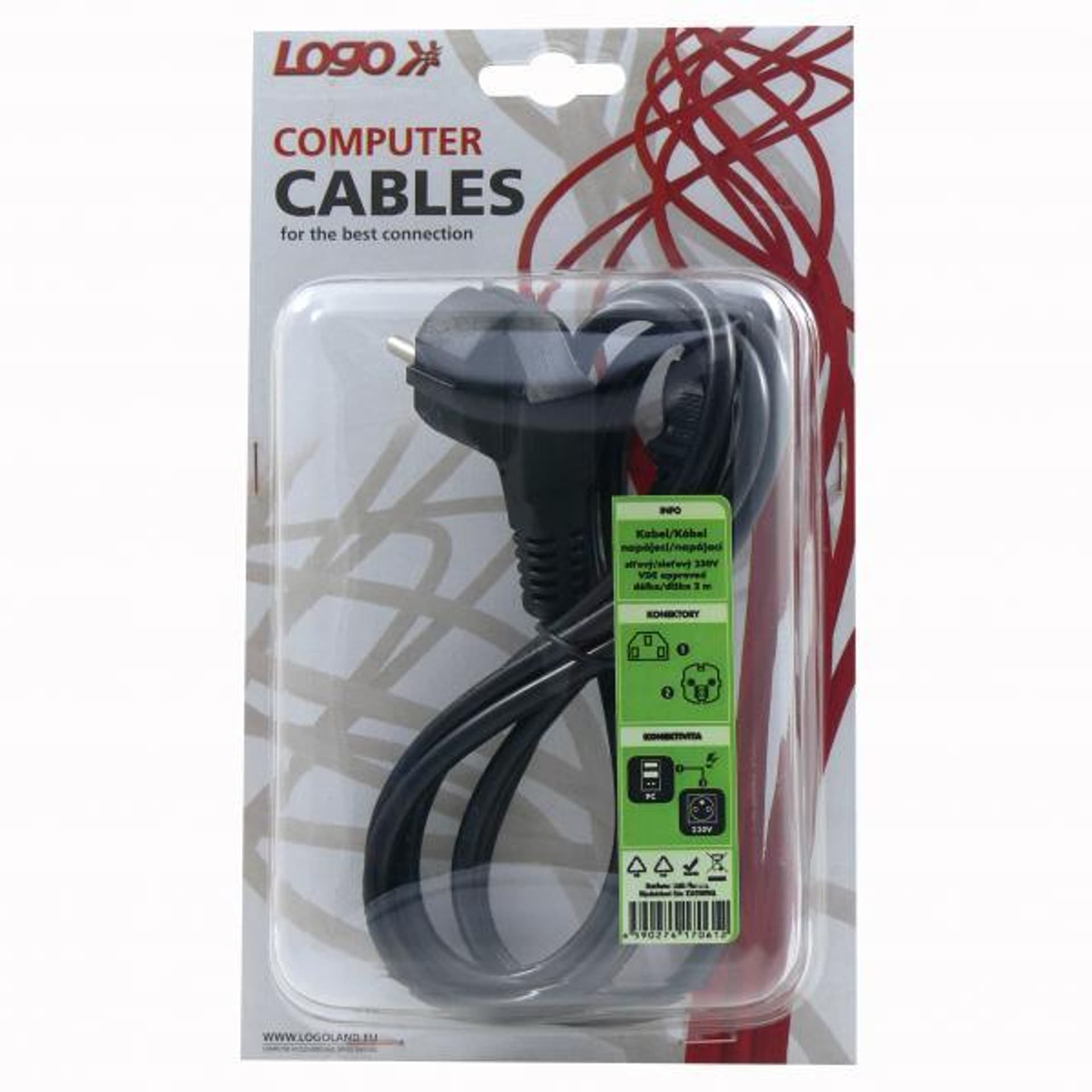 

Kabel sieciowy 230V zasilacz, CEE7 (widelec) - C13, 2m, VDE approved, czarny, Logo, blistr, Widelec) - c13/vde approved/czarny/logo/blist
