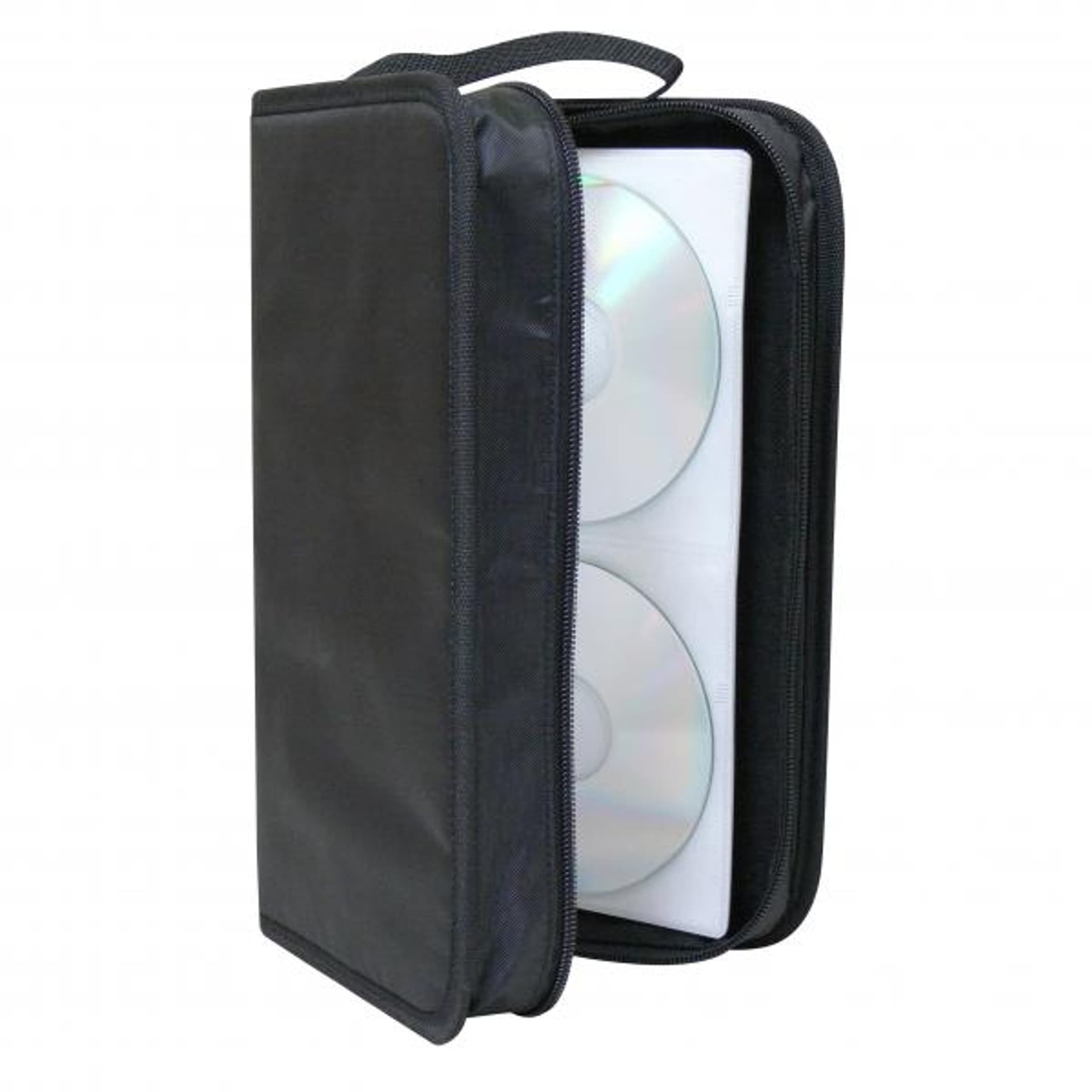 

Box na 96 szt. CD, tekstylny, czarny, album, zamek błyskawiczny