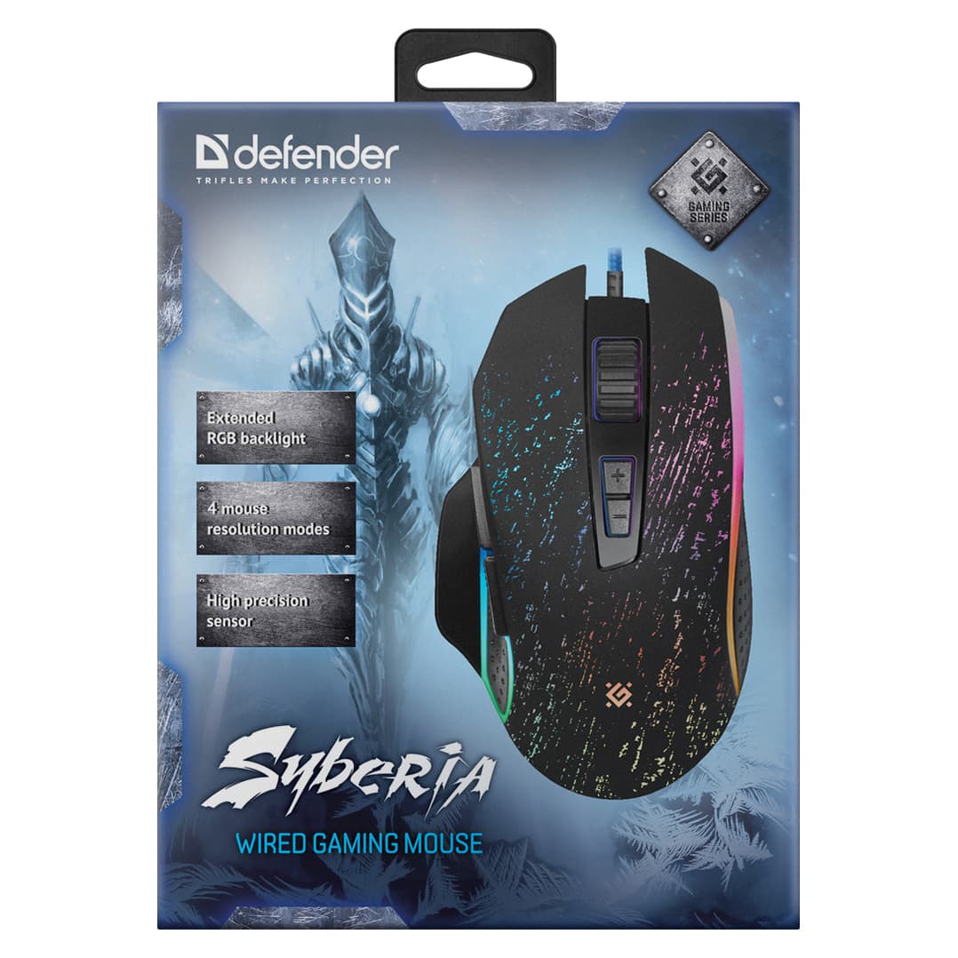 

Defender Mysz Syberia GM-680L, 3200DPI, optyczna, 7kl., przewodowa USB, czarna, do gry, RGB