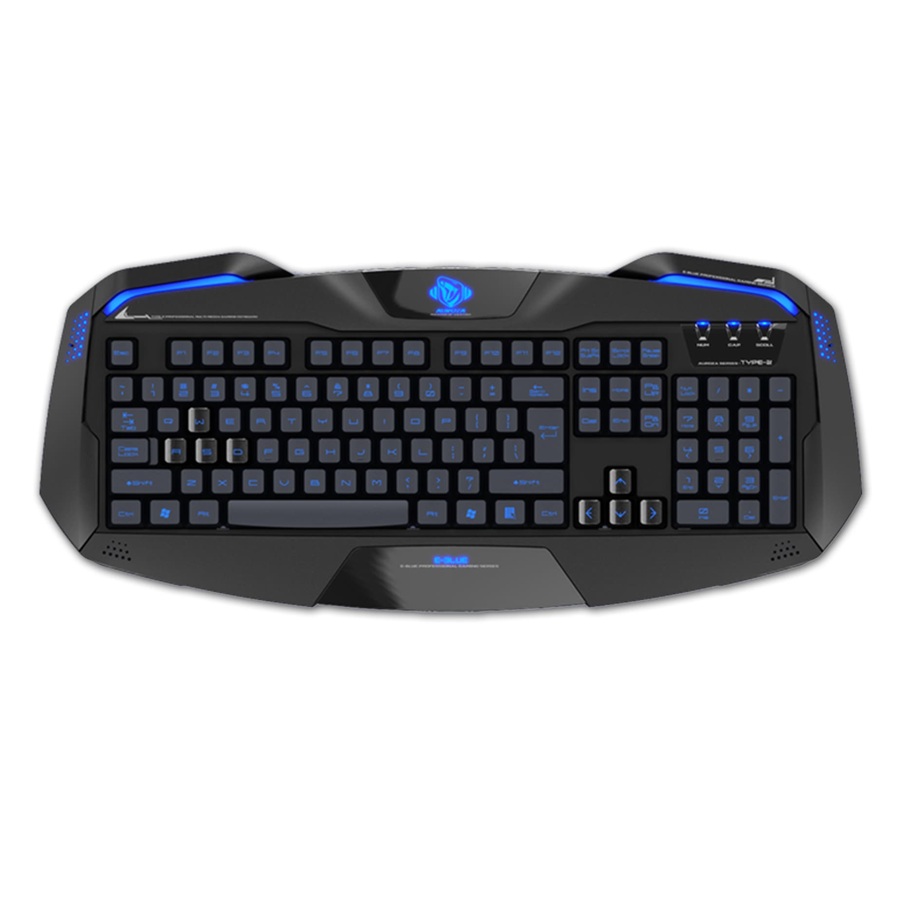 

E-blue Auroza, klawiatura US, do gry, podświetlane krawędzie rodzaj przewodowa (USB), czarna, Usb)/czarn