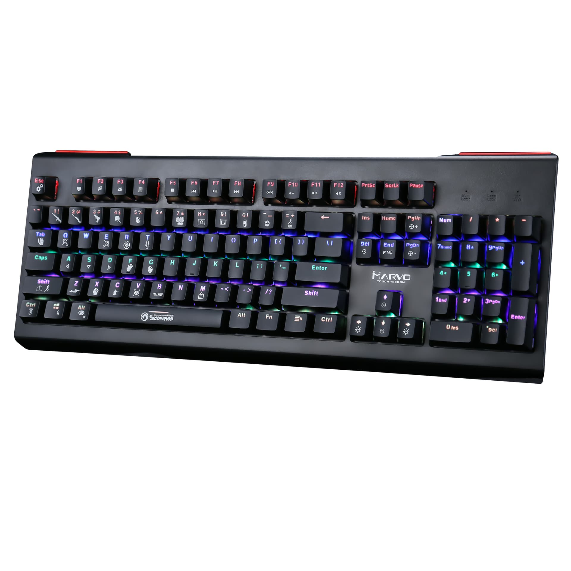 

Marvo KG959G, klawiatura US, do gry, niebieskie przełączniki, nadruk PUBG rodzaj przewodowa (USB), czarna, mechaniczna, podświetl, Usb)/czarna/mechaniczna/podświet