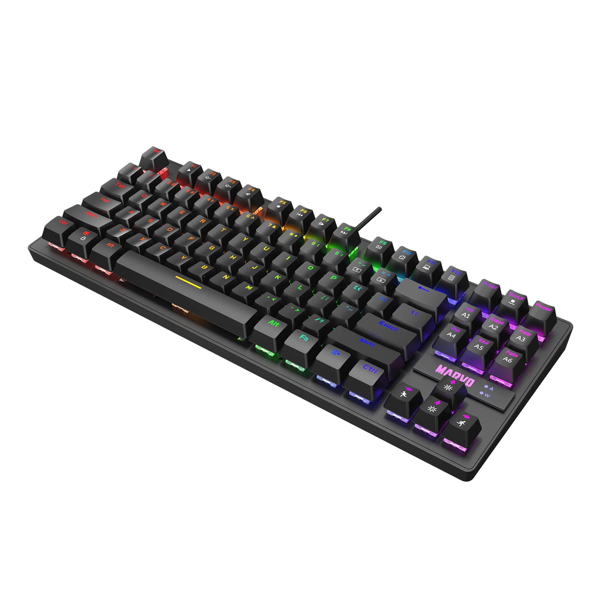 

Marvo KG901, klawiatura CZ/SK, do gry, niebieskie przełączniki rodzaj przewodowa (USB), czarna, mechaniczna, podświetlenie, Usb)/czarna/mechaniczna/podświetleni