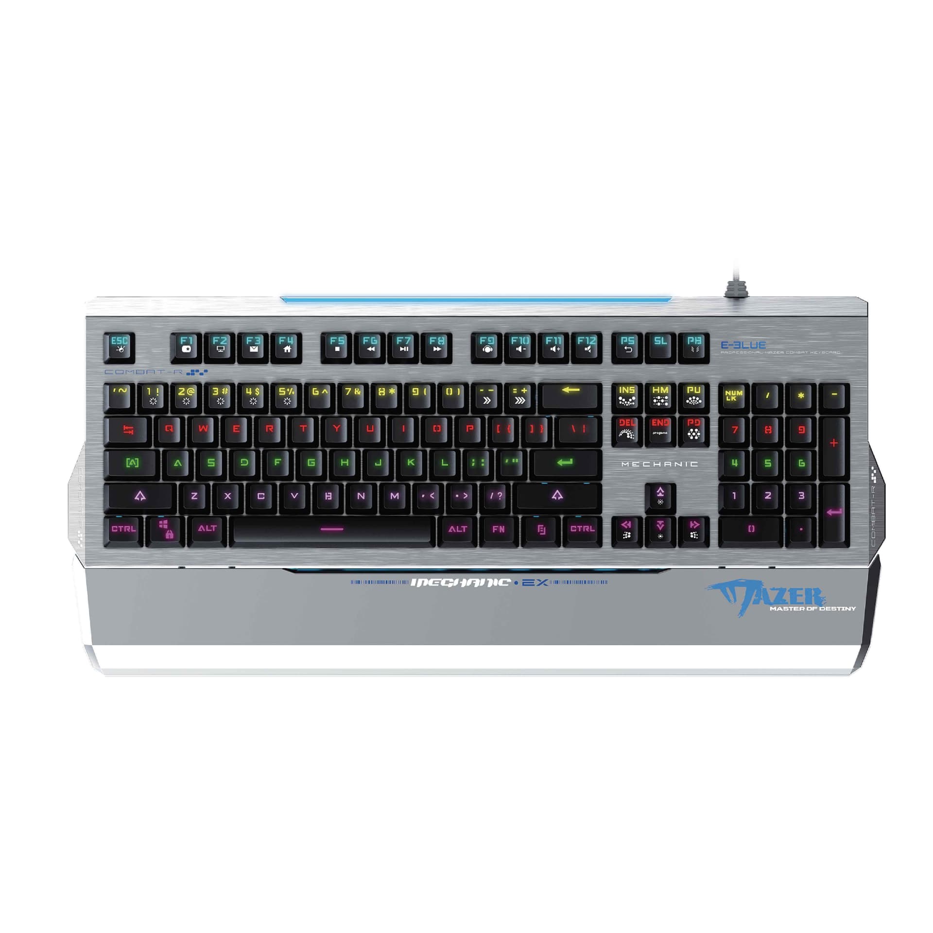 

E-blue EKM752, klawiatura US, do gry, podświetlona rodzaj przewodowa (USB), szara, mechaniczna, Usb)/szara/mechaniczn