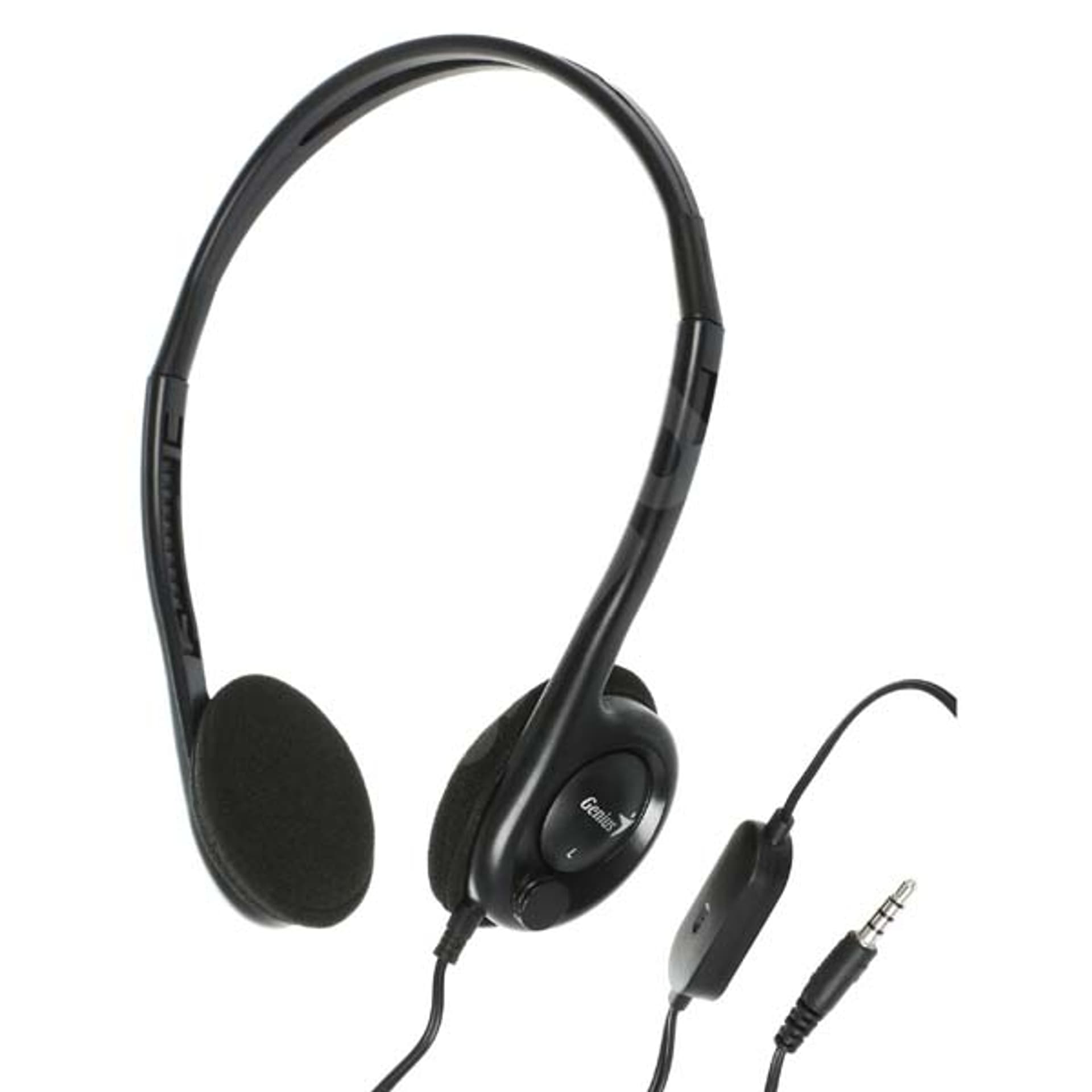 

Genius HS-200C, słuchawki z mikrofonem, bez regulacji głośności na przewodzie, czarna, 3.5 mm jack
