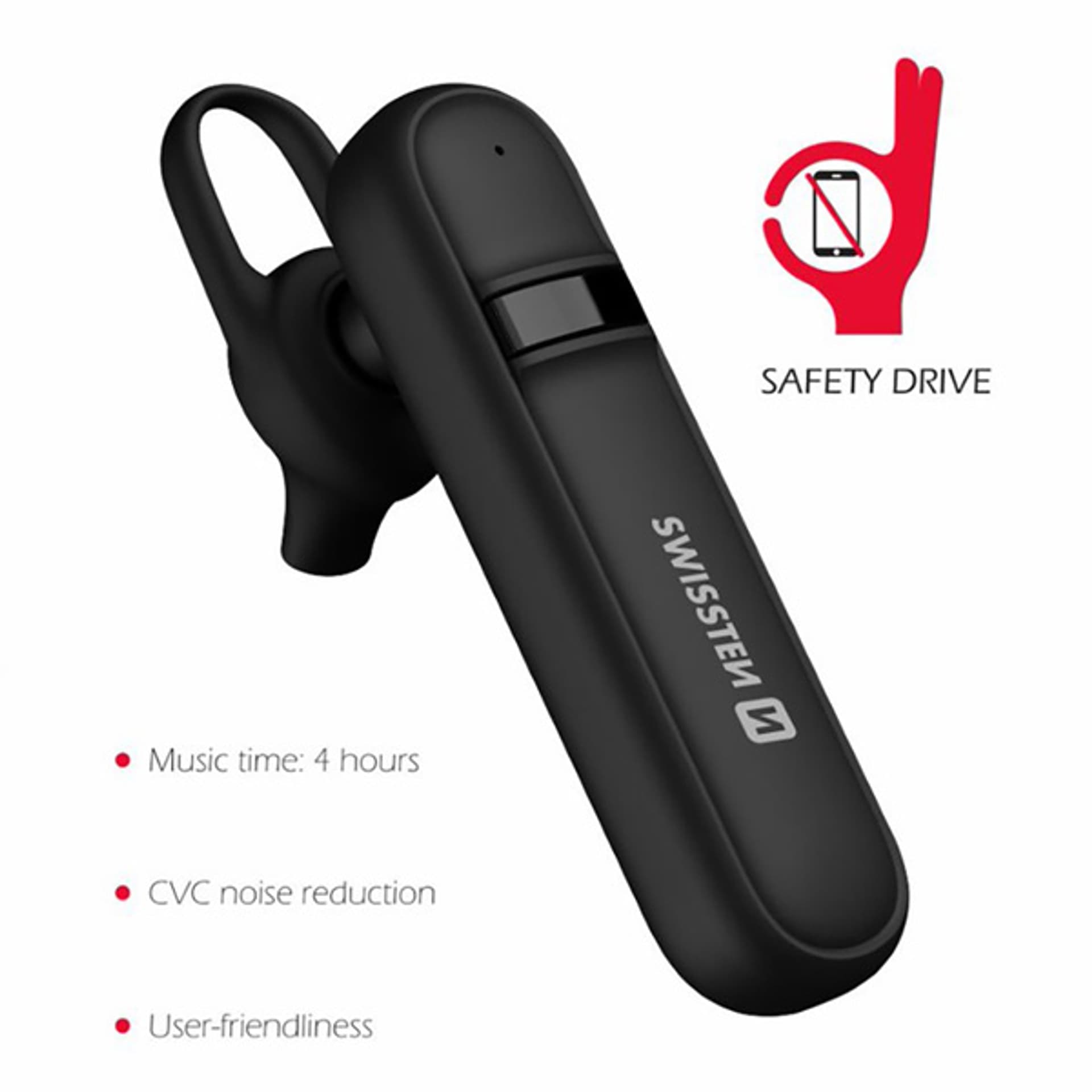 

SWISSTEN Bluetooth headset caller / słuchawka bluetooth słuchawka bluetooth handsfree, regulacja głośności, czarna, bluetooth