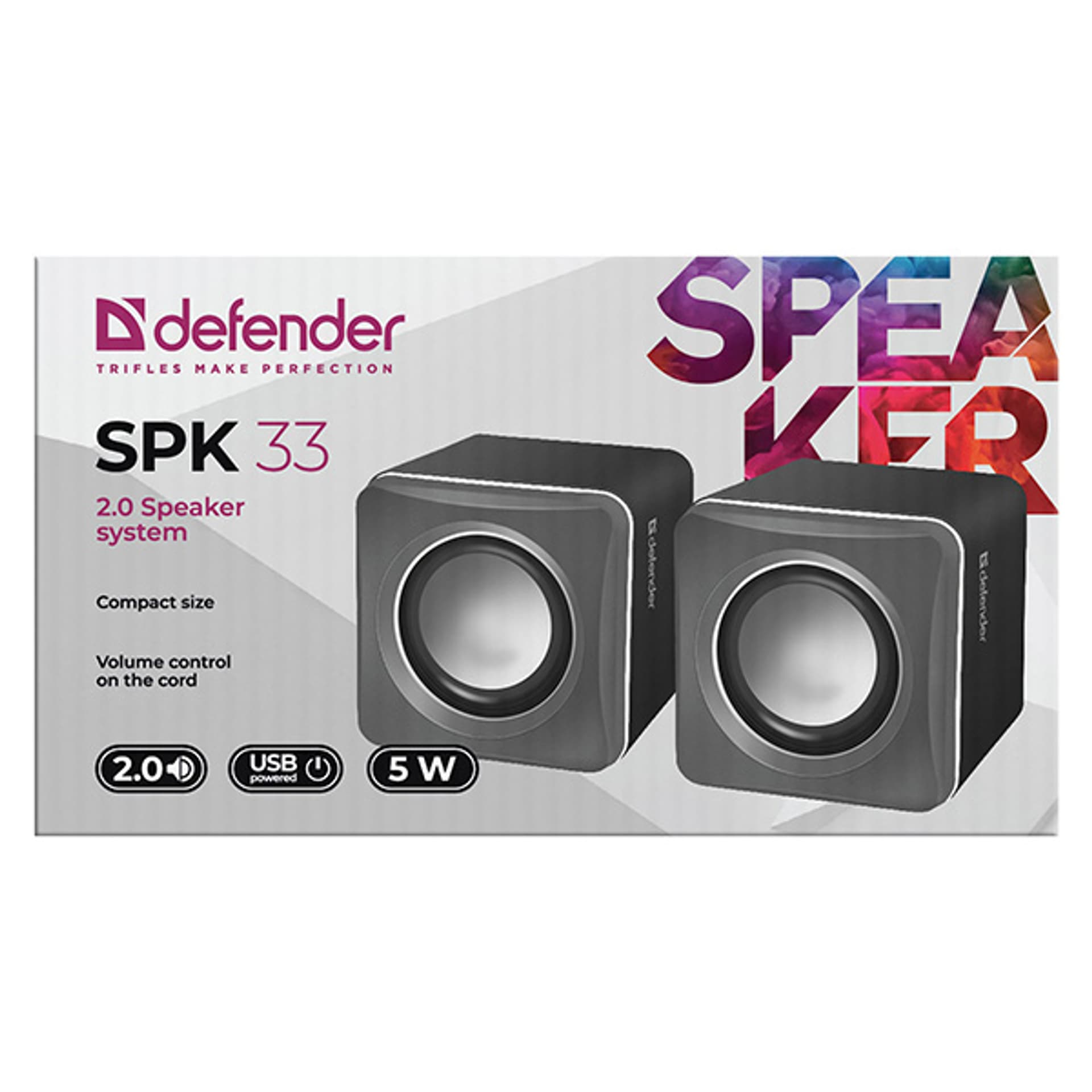 

Defender głośniki SPK-33, 2.0, 5W, szary, kompaktowy rozmiar, 100Hz~20kHz