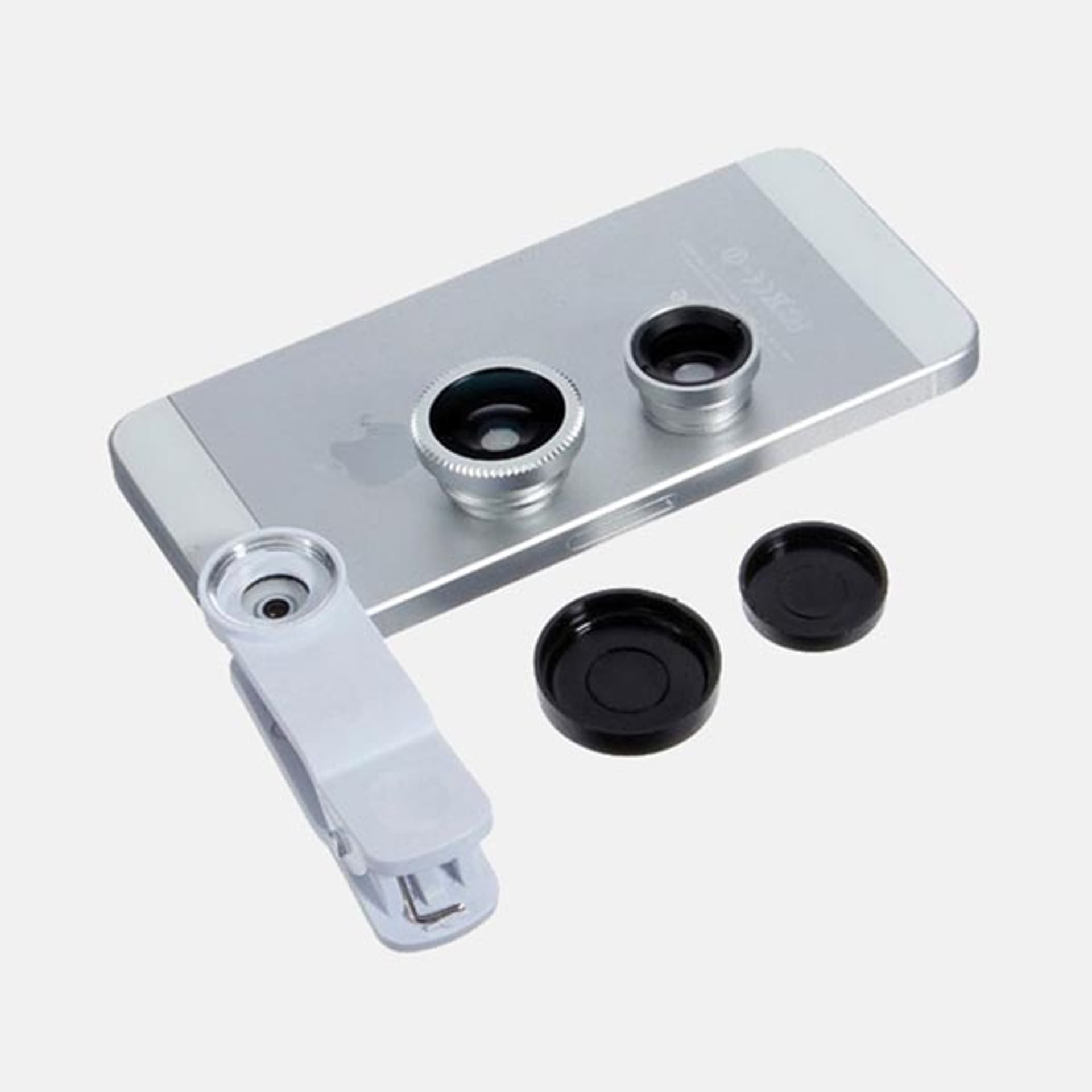 

Obiektyw na telefon, z klipsem, Plastik / aluminium, srebrna, 3w1