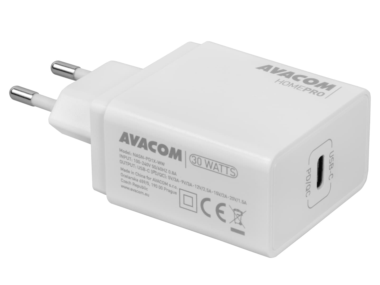

Avacom Ładowarka sieciowa - adapter HomePRO z PD i QC4 30 Watt, 1x USB-C