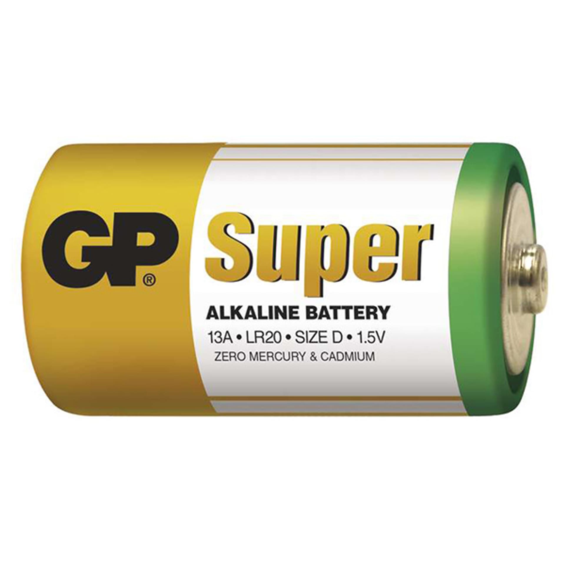 

Bateria alkaliczna, LR20, 1.5V, GP, Folia, 2-pack, SUPER, ogniwo format D