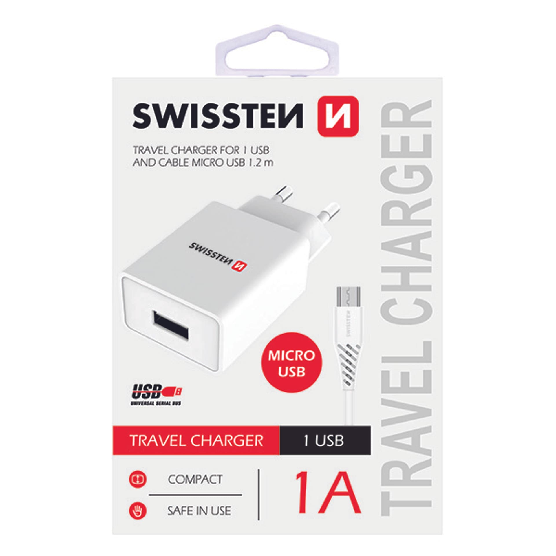 

SWISSTEN Zasilacz / sieciowy adapter 5W, 1 port, USB-A, kabel microUSB